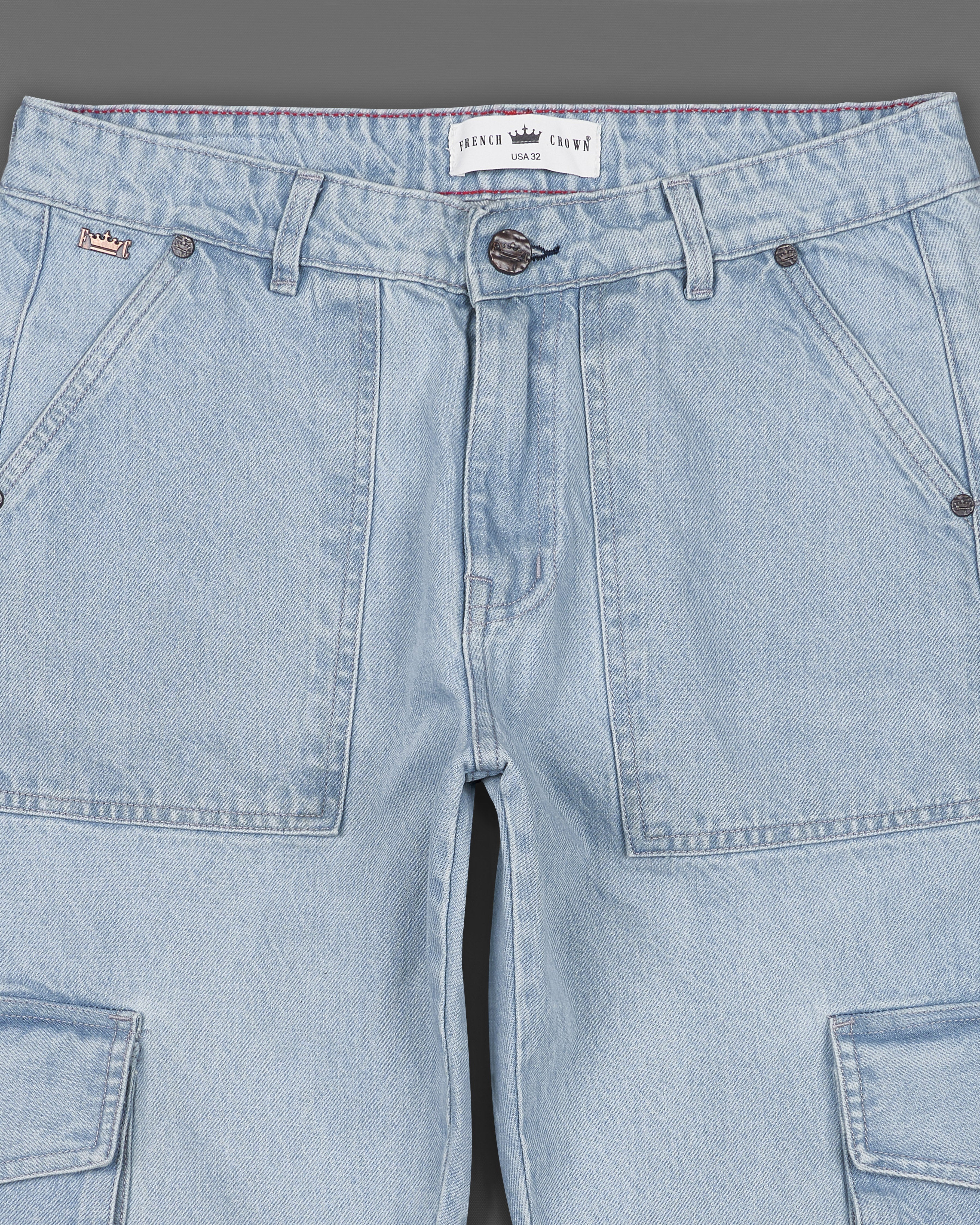 Casper Blue Rinse Wash Stretchable Cargo Denim J185-32, J185-34, J185-36, J185-38, J185-40