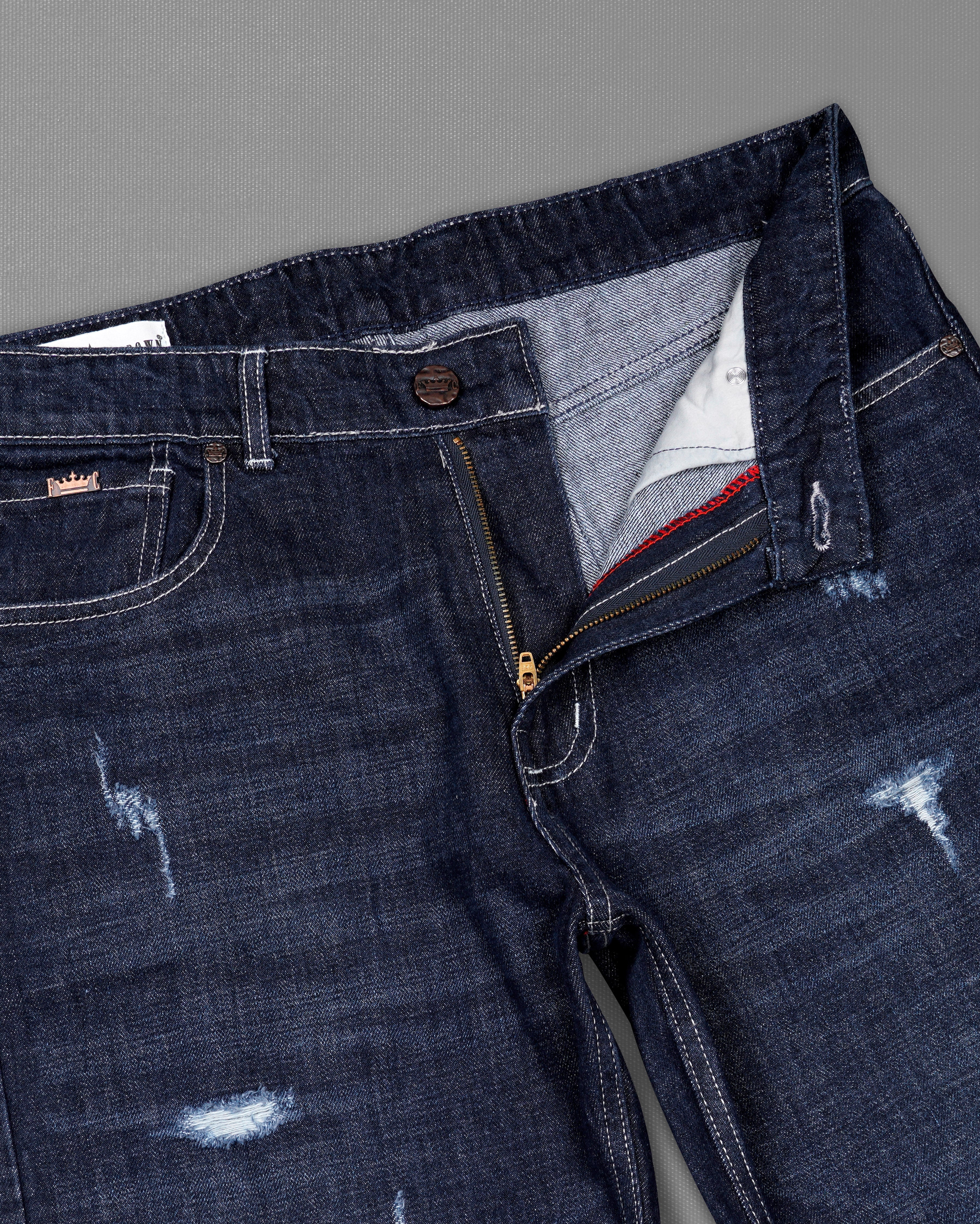 Gunmetal Blue Whiskering Wash Mildly Distressed Denim J199-30, J199-32, J199-34, J199-36, J199-38, J199-40