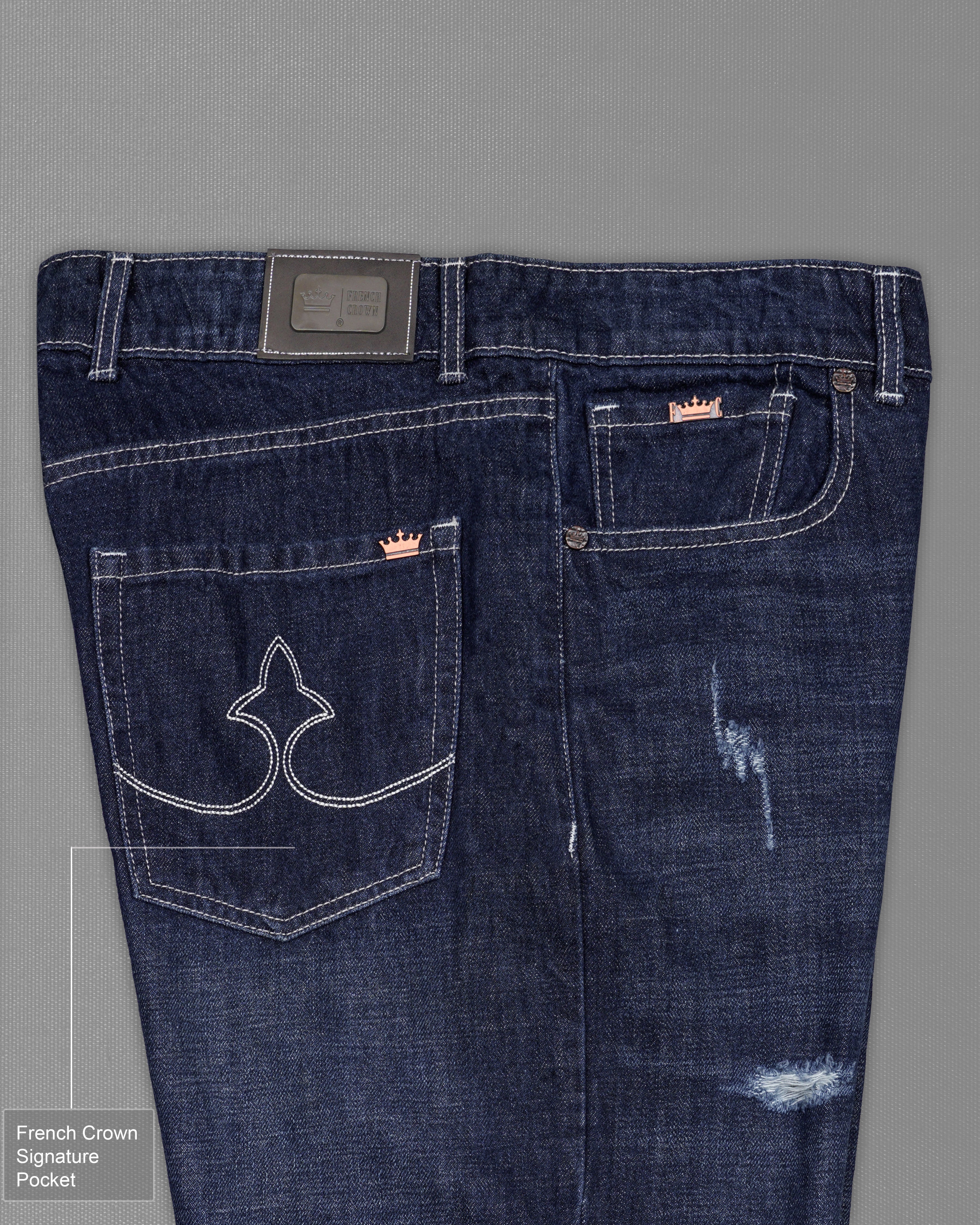 Gunmetal Blue Whiskering Wash Mildly Distressed Denim J199-30, J199-32, J199-34, J199-36, J199-38, J199-40