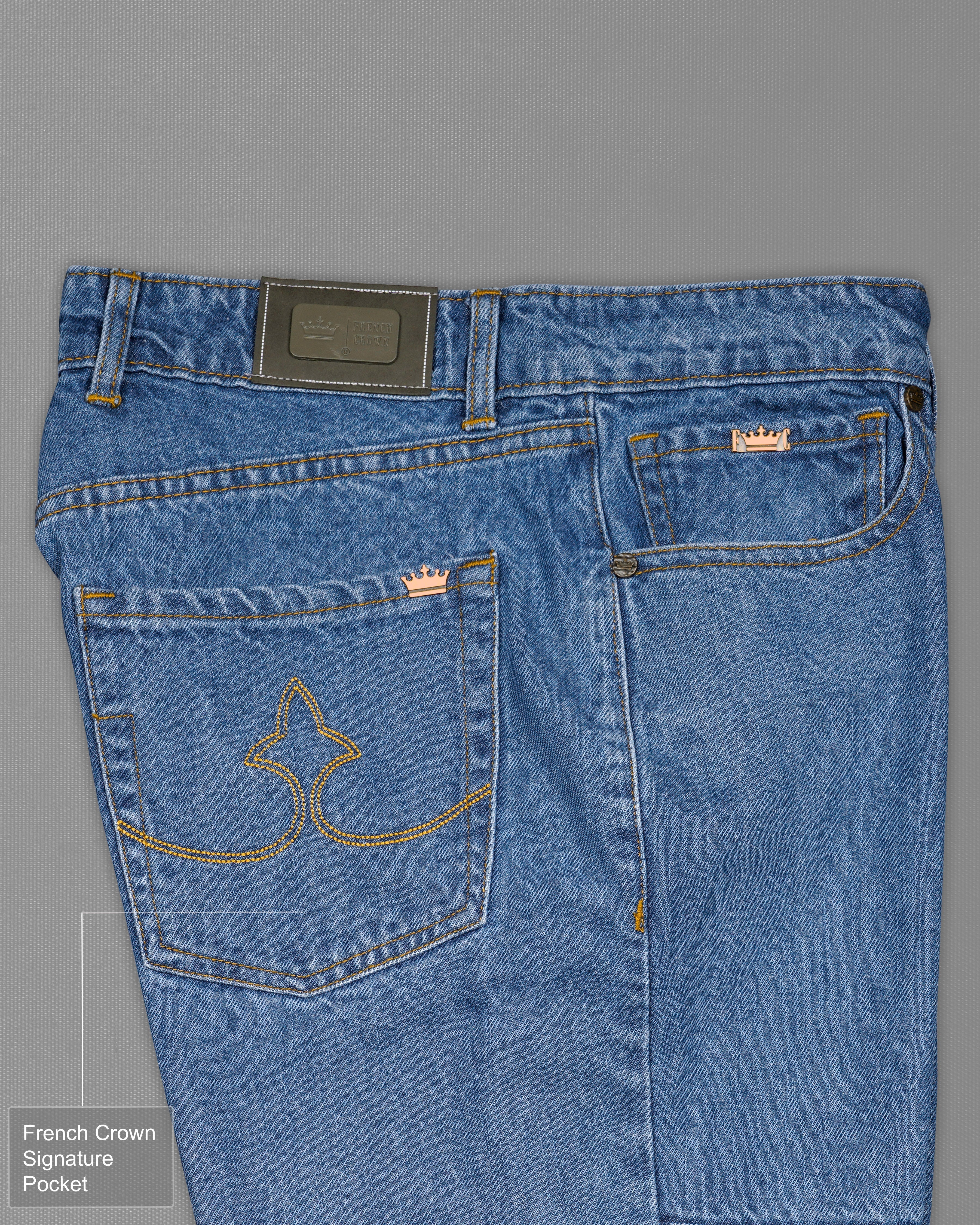 Greyish Blue Stone Wash Mildly Distressed Denim J201-30, J201-32, J201-34, J201-36, J201-38, J201-40