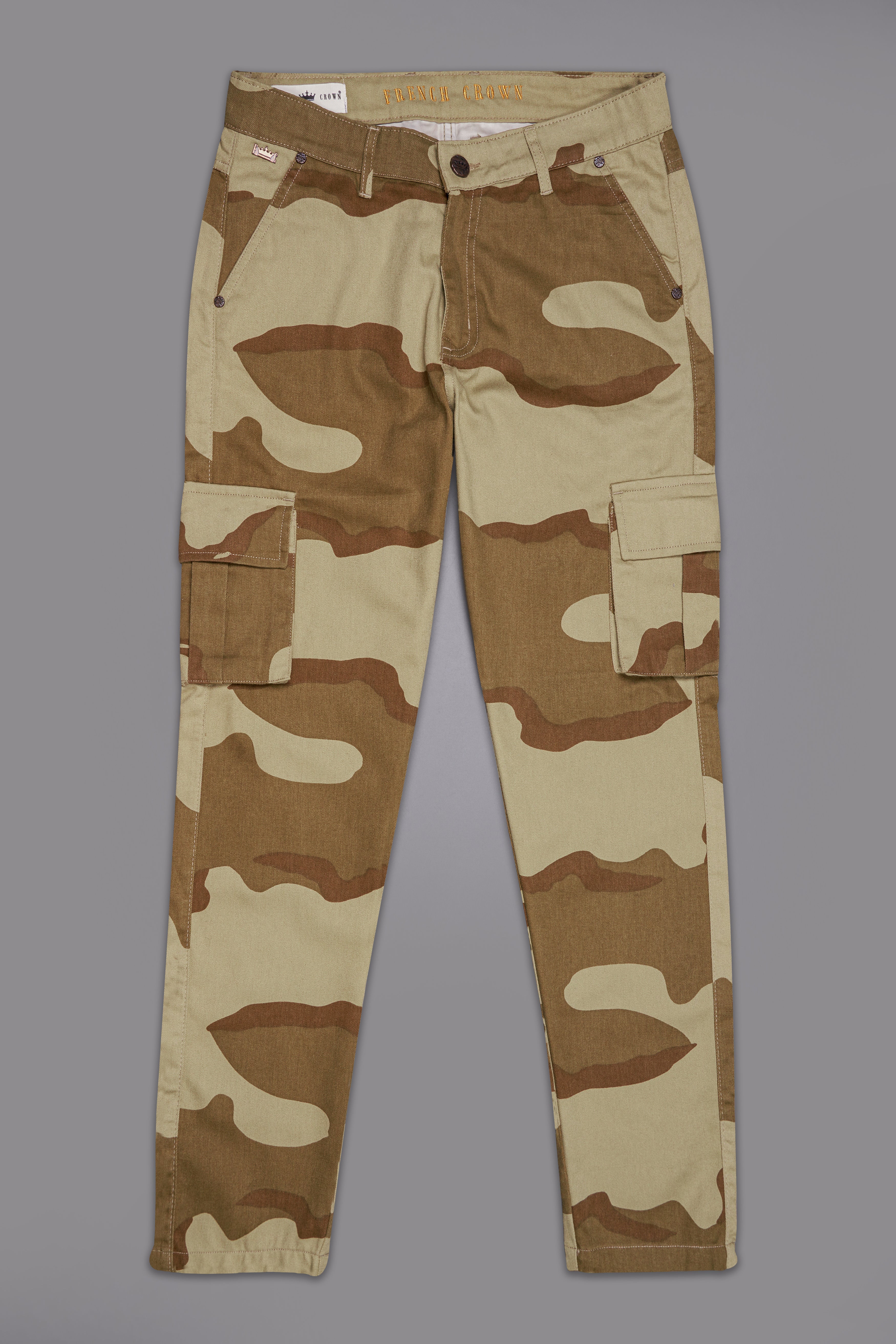 Sandrift Brown and Otter Dark Brown Camouflage Cargo Denim J233-30, J233-32, J233-34, J233-36, J233-38, J233-40