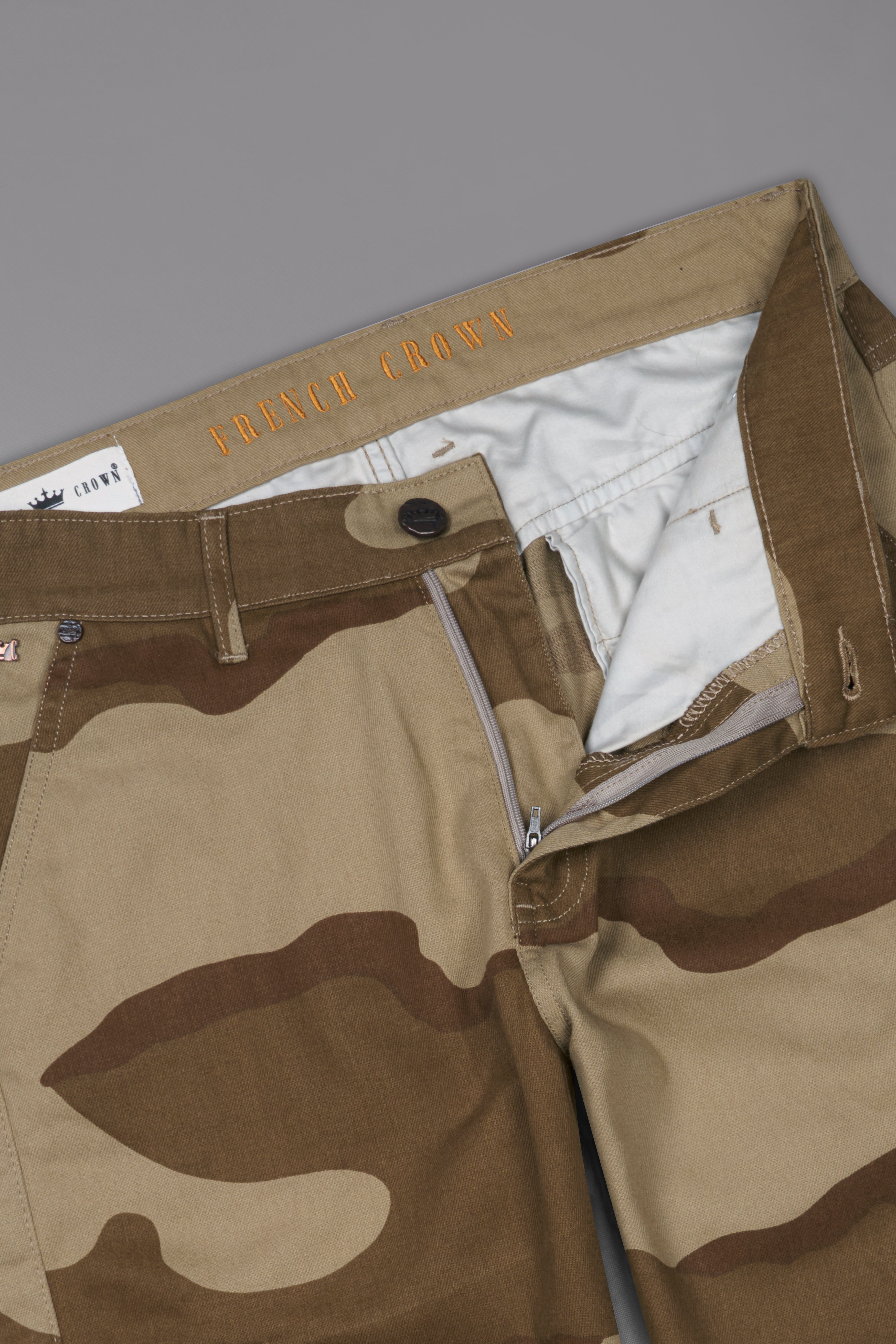 Sandrift Brown and Otter Dark Brown Camouflage Cargo Denim J233-30, J233-32, J233-34, J233-36, J233-38, J233-40