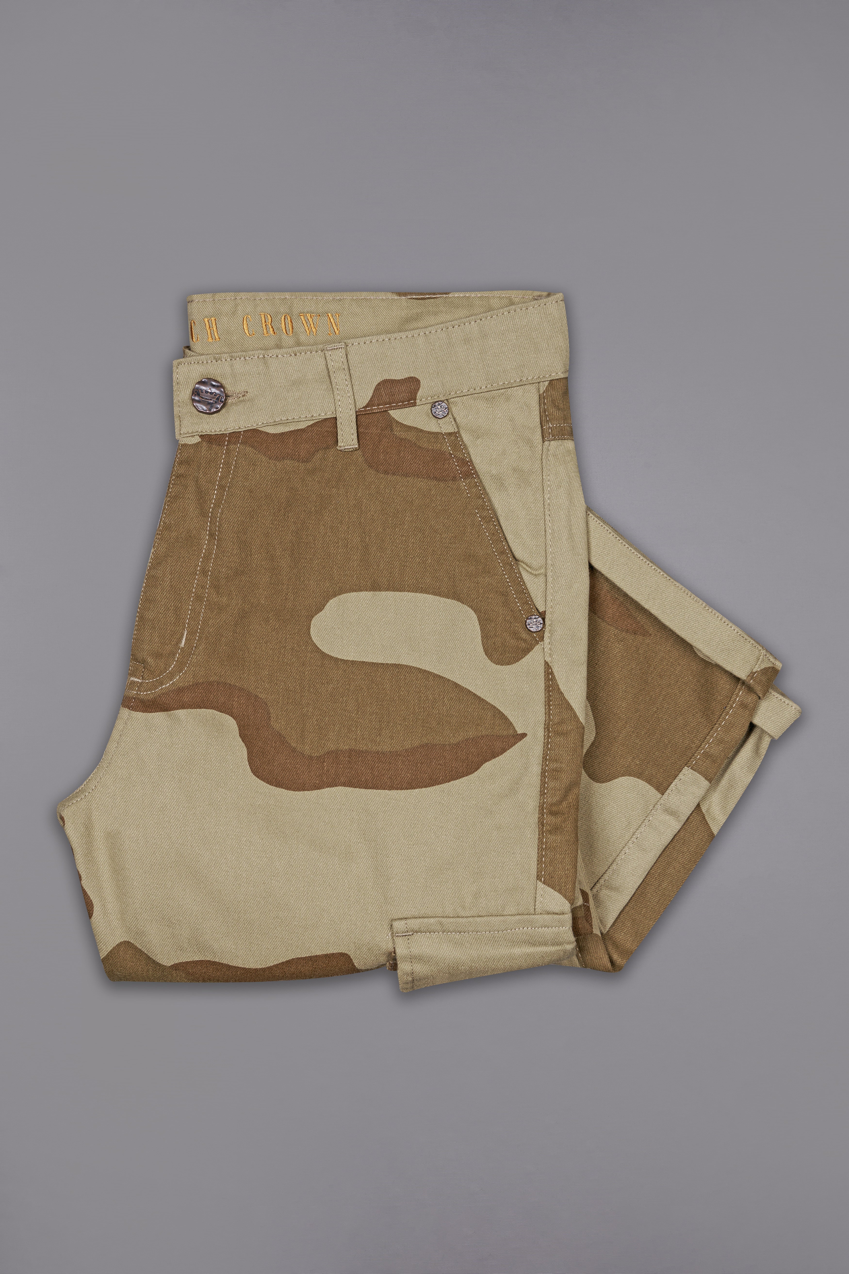 Sandrift Brown and Otter Dark Brown Camouflage Cargo Denim J233-30, J233-32, J233-34, J233-36, J233-38, J233-40