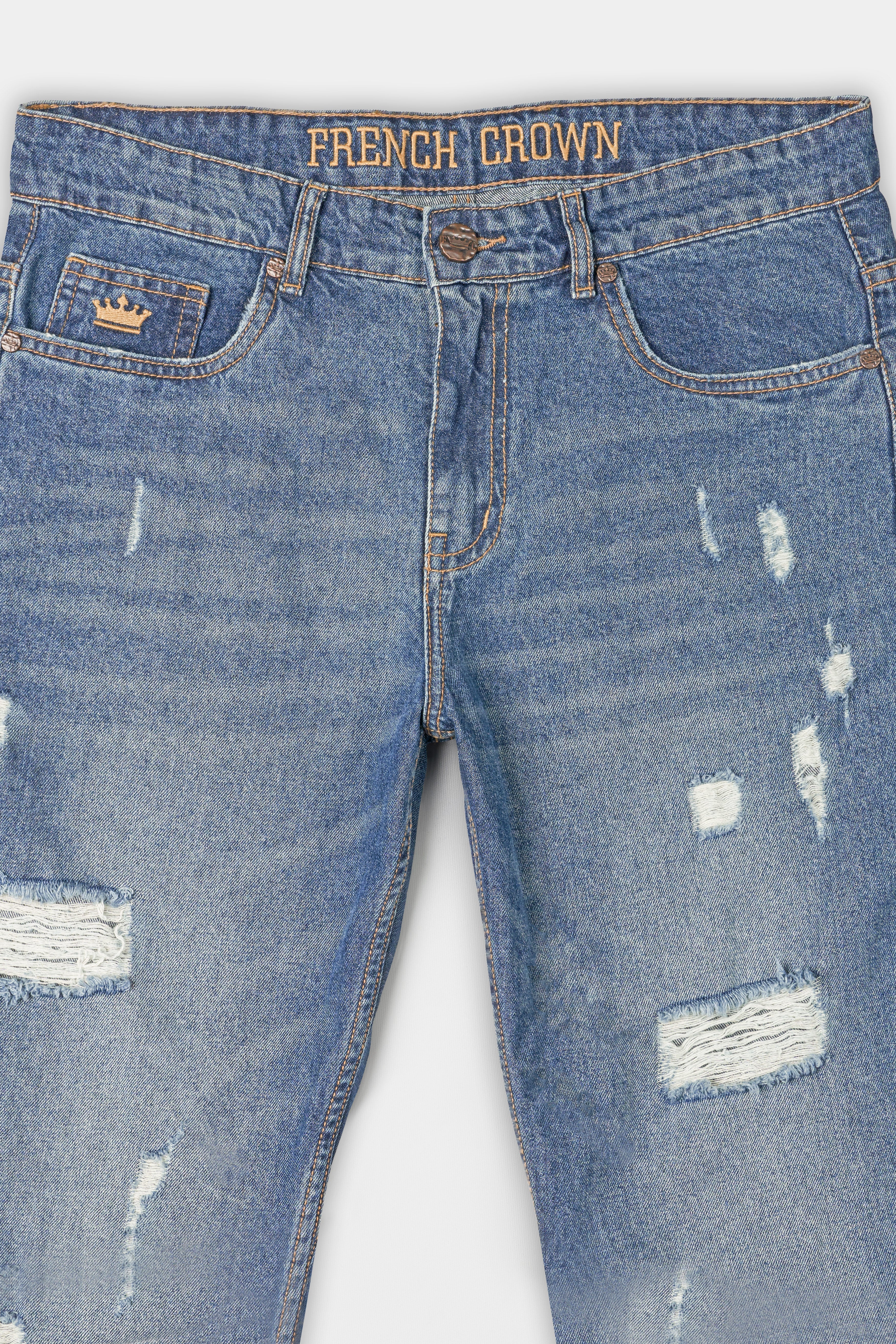 Waikawa Blue Mildly Distressed Whiskering Wash Denim J235-30, J235-32, J235-34, J235-36, J235-38, J235-40