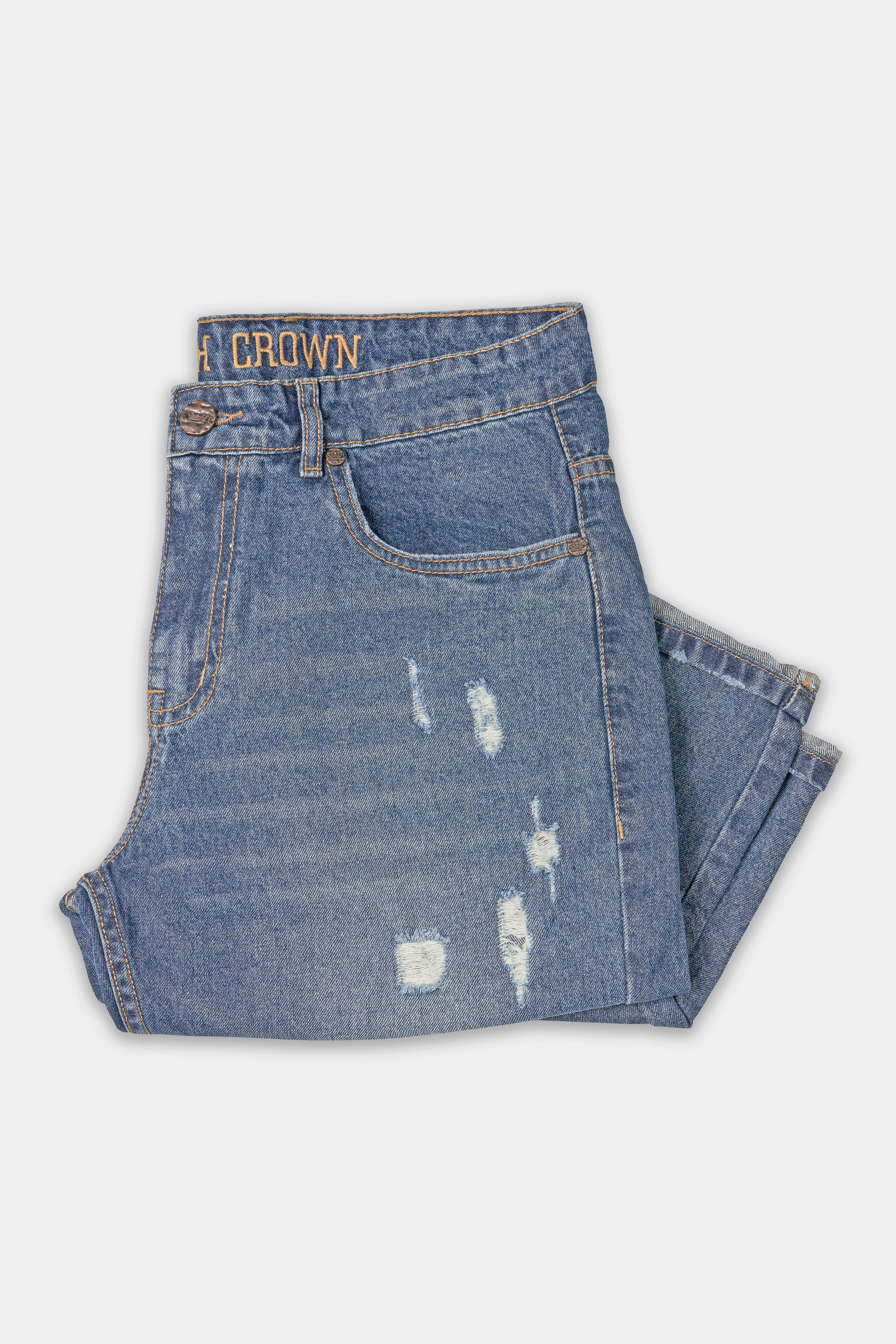 Waikawa Blue Mildly Distressed Whiskering Wash Denim J235-30, J235-32, J235-34, J235-36, J235-38, J235-40