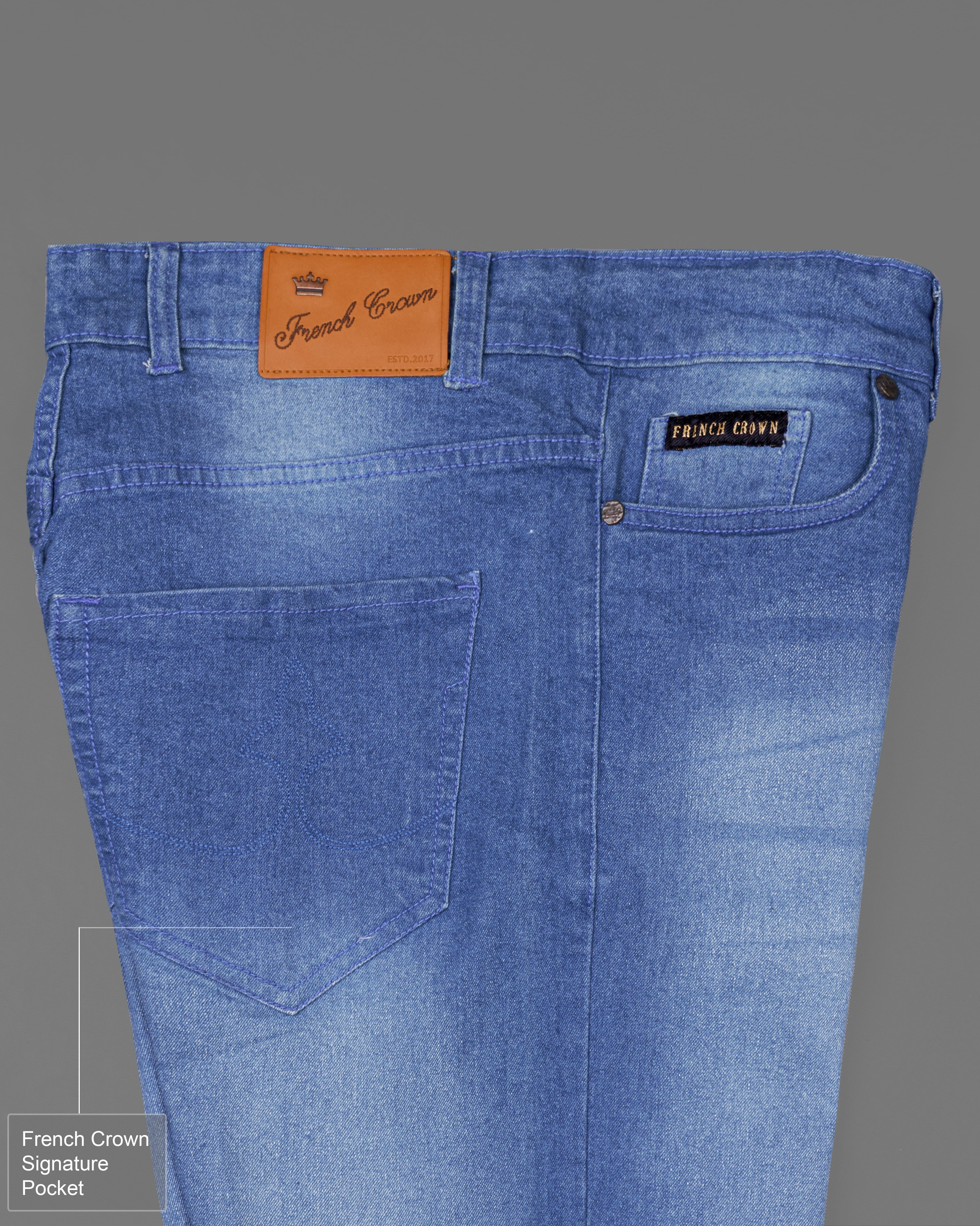 Glaucous Blue Airplane Hand-Painted Stone Washed Denim J092-ART-32, J092-ART-34, J092-ART-36, J092-ART-38, J092-ART-40