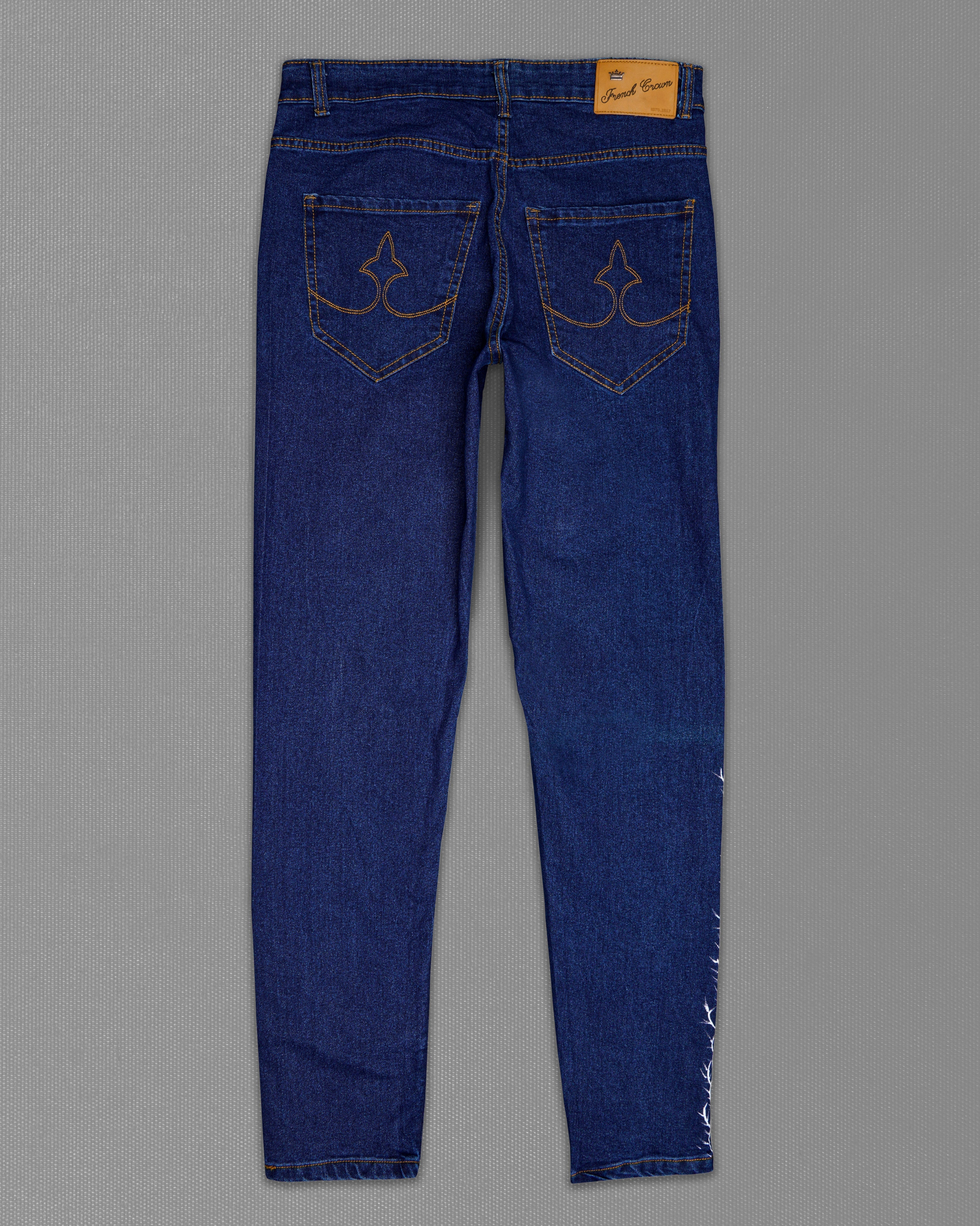 Downriver Blue Stone Wash Hand Painted Stretchable Denim J094-ART001-30, J094-ART001-32, J094-ART001-34, J094-ART001-36, J094-ART001-38, J094-ART001-40