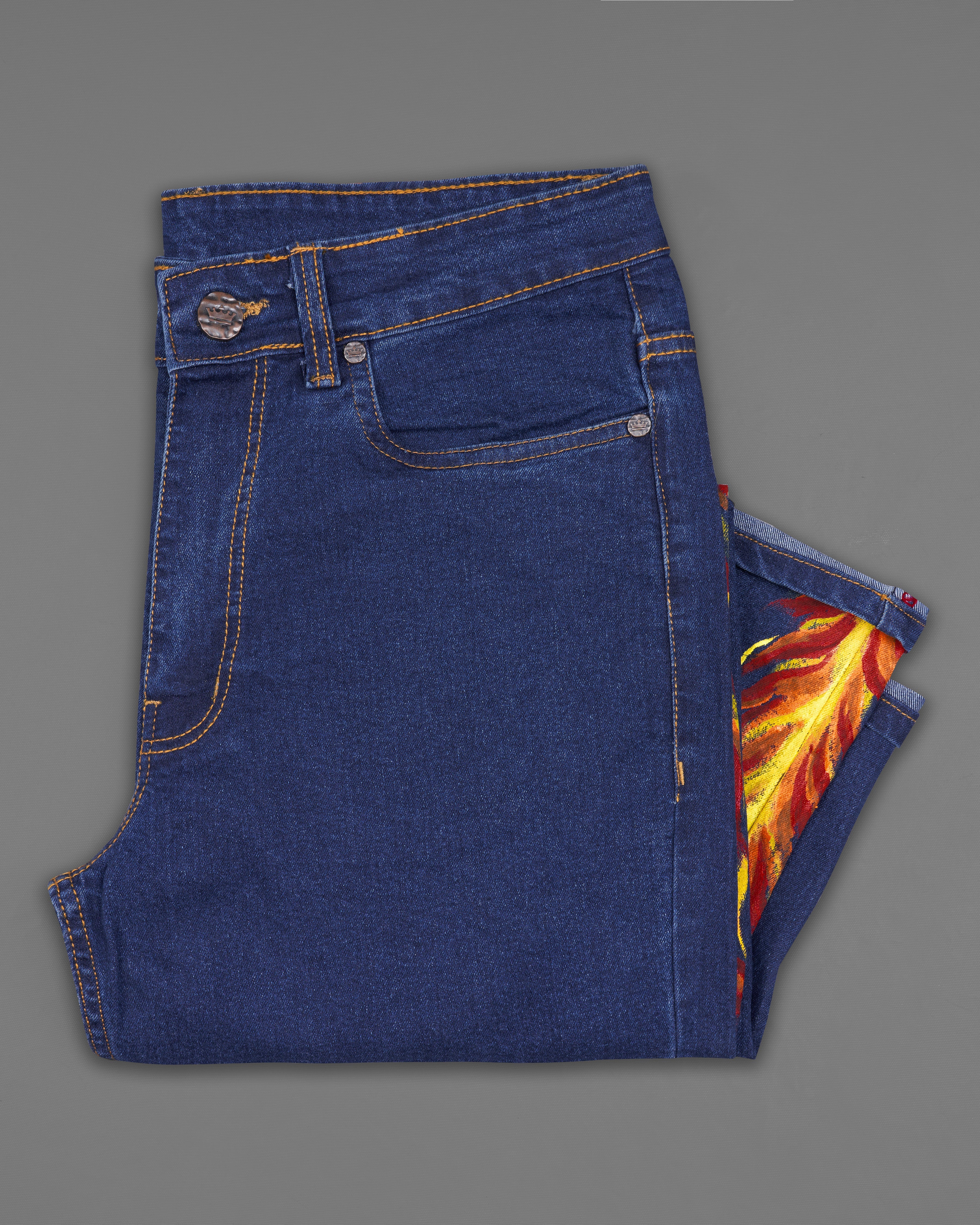 Ebony Clay Blue Fire Hand-Painted Rinse Wash Denim J094-ART-32, J094-ART-34, J094-ART-36, J094-ART-38, J094-ART-40