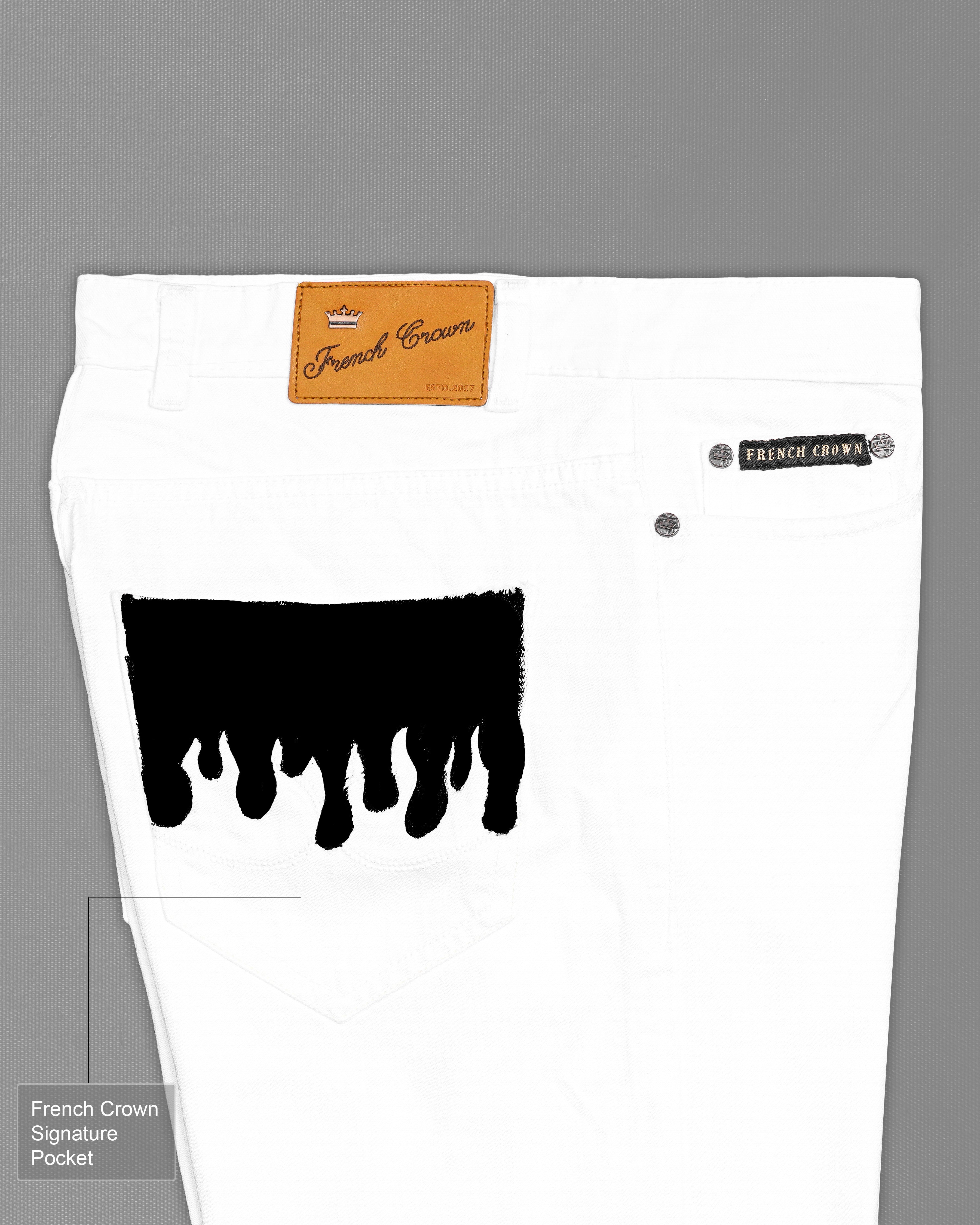 Bright White Rinse Wash Hand Painted Denim J100-ART006-30, J100-ART006-32, J100-ART006-34, J100-ART006-36, J100-ART006-38, J100-ART006-40