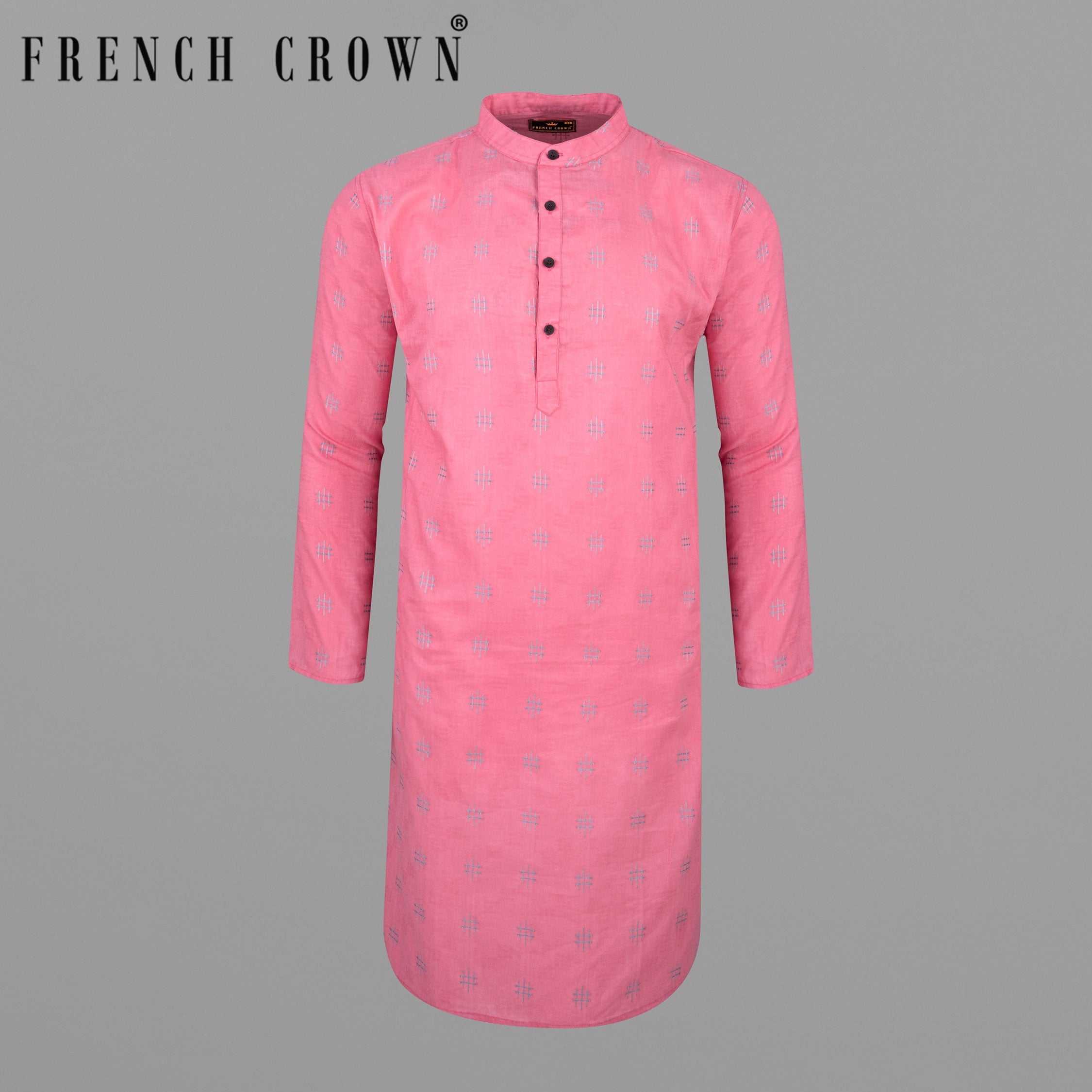 Geraldine Pink Dobby Textured Premium Giza Cotton Kurta KT006-39, KT006-40, KT006-42, KT006-44, KT006-46