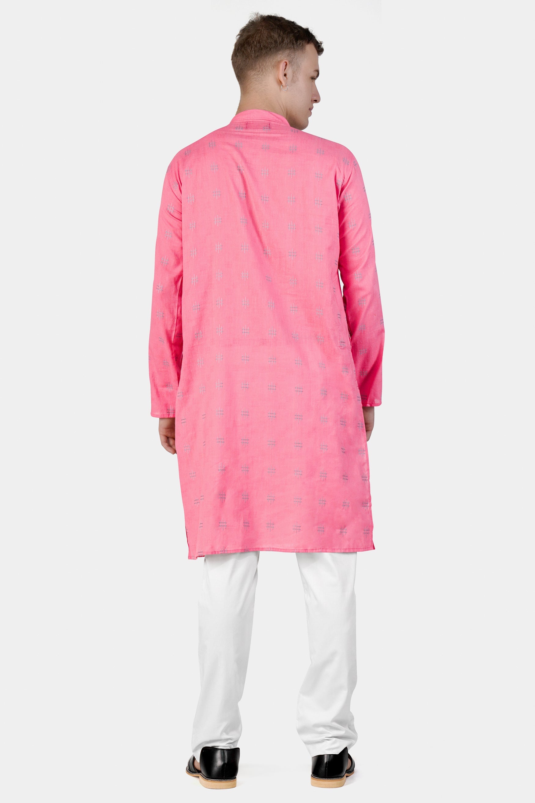 Geraldine Pink Dobby Textured Premium Giza Cotton Kurta