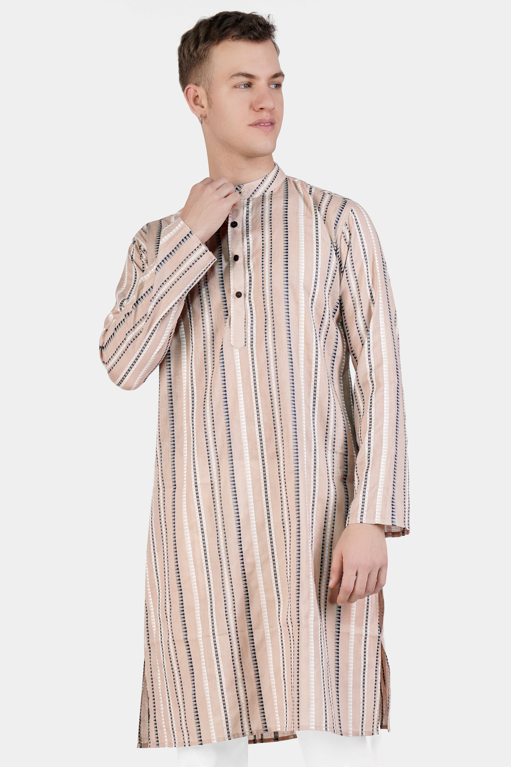 Dust Storm Brown Dobby Textured Premium Giza Cotton Kurta