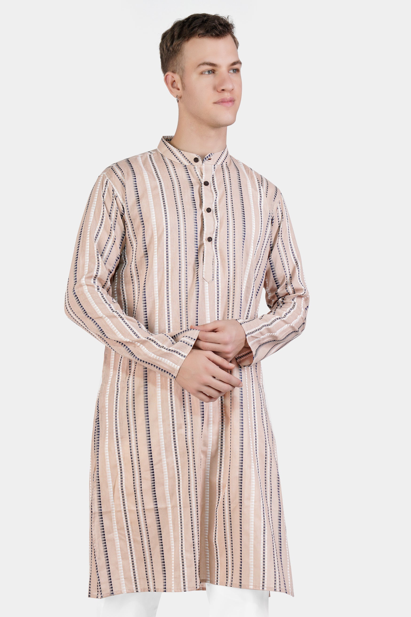 Dust Storm Brown Dobby Textured Premium Giza Cotton Kurta