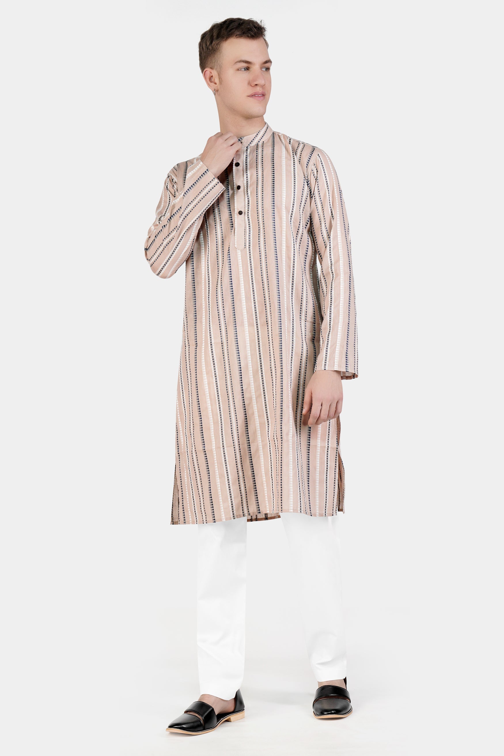 Dust Storm Brown Dobby Textured Premium Giza Cotton Kurta