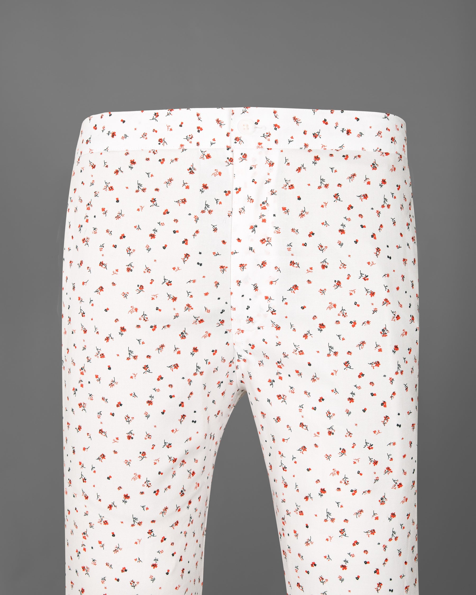 Bright White Floral Printed Oxford Lounge Pants LP149-28, LP149-30, LP149-32, LP149-34, LP149-36, LP149-38, LP149-40, LP149-42, LP149-44