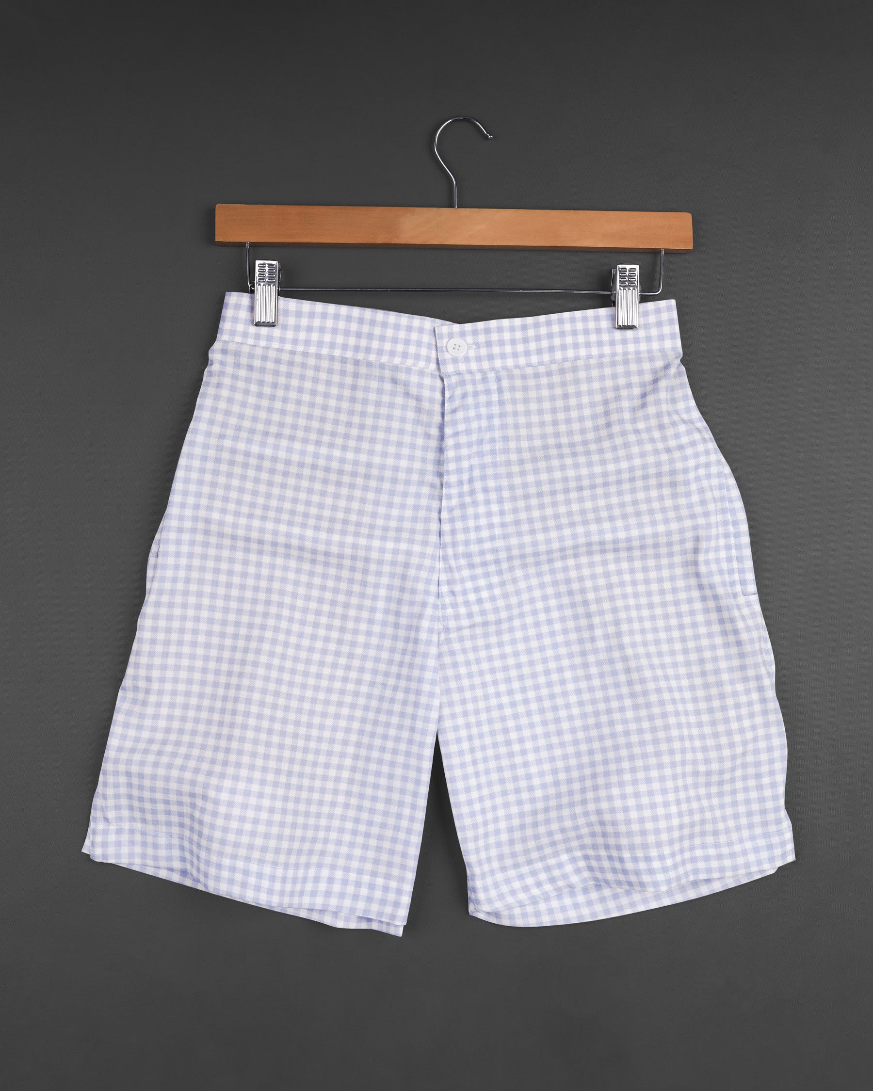 Mischka Blue and White Plaid Designer Shorts SR171-28, SR171-30, SR171-32, SR171-34, SR171-36, SR171-38, SR171-40, SR171-42, SR171-44