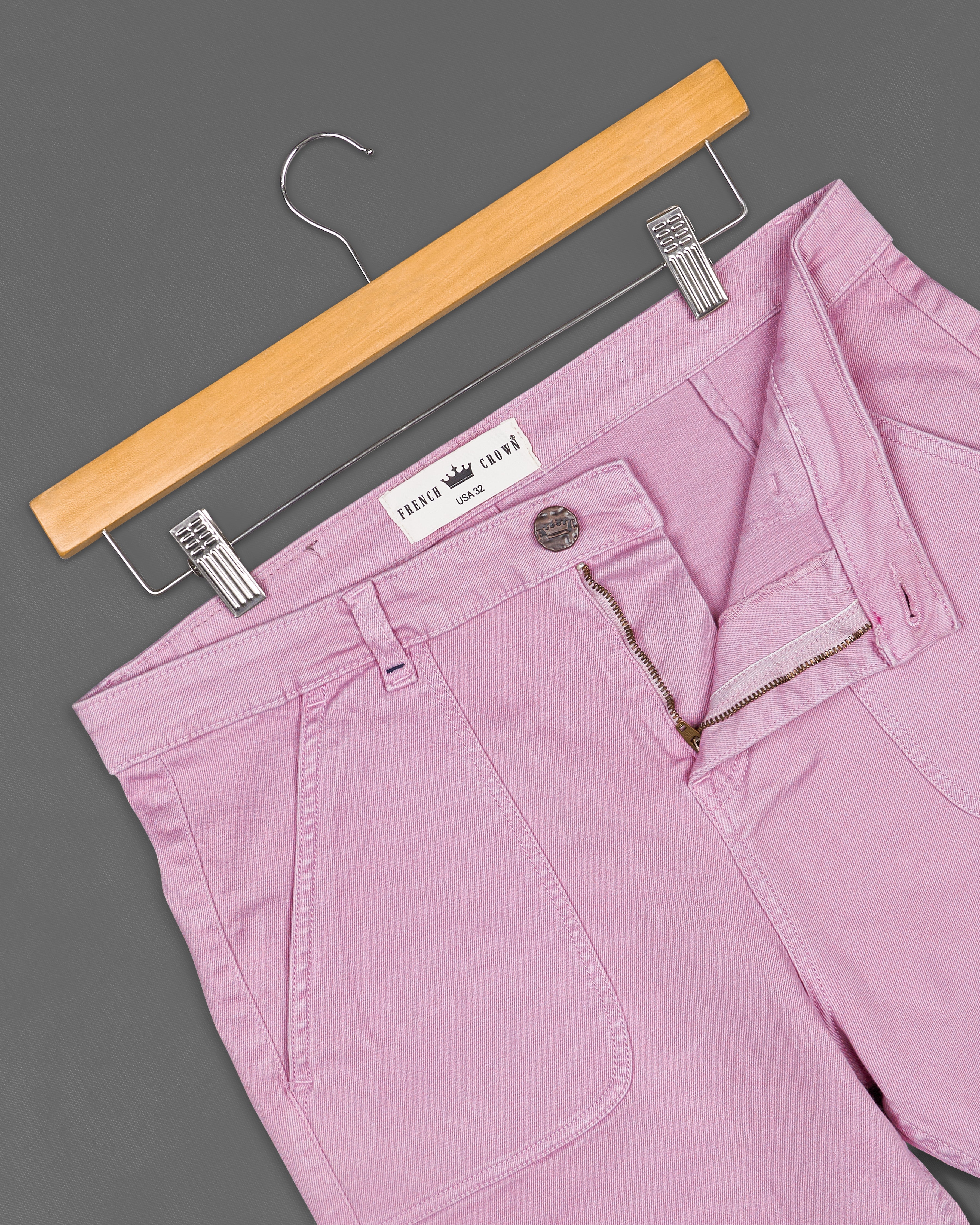 Pearl Pink Denim Shorts SR187-28, SR187-30, SR187-32, SR187-34, SR187-36, SR187-38, SR187-40, SR187-42, SR187-44