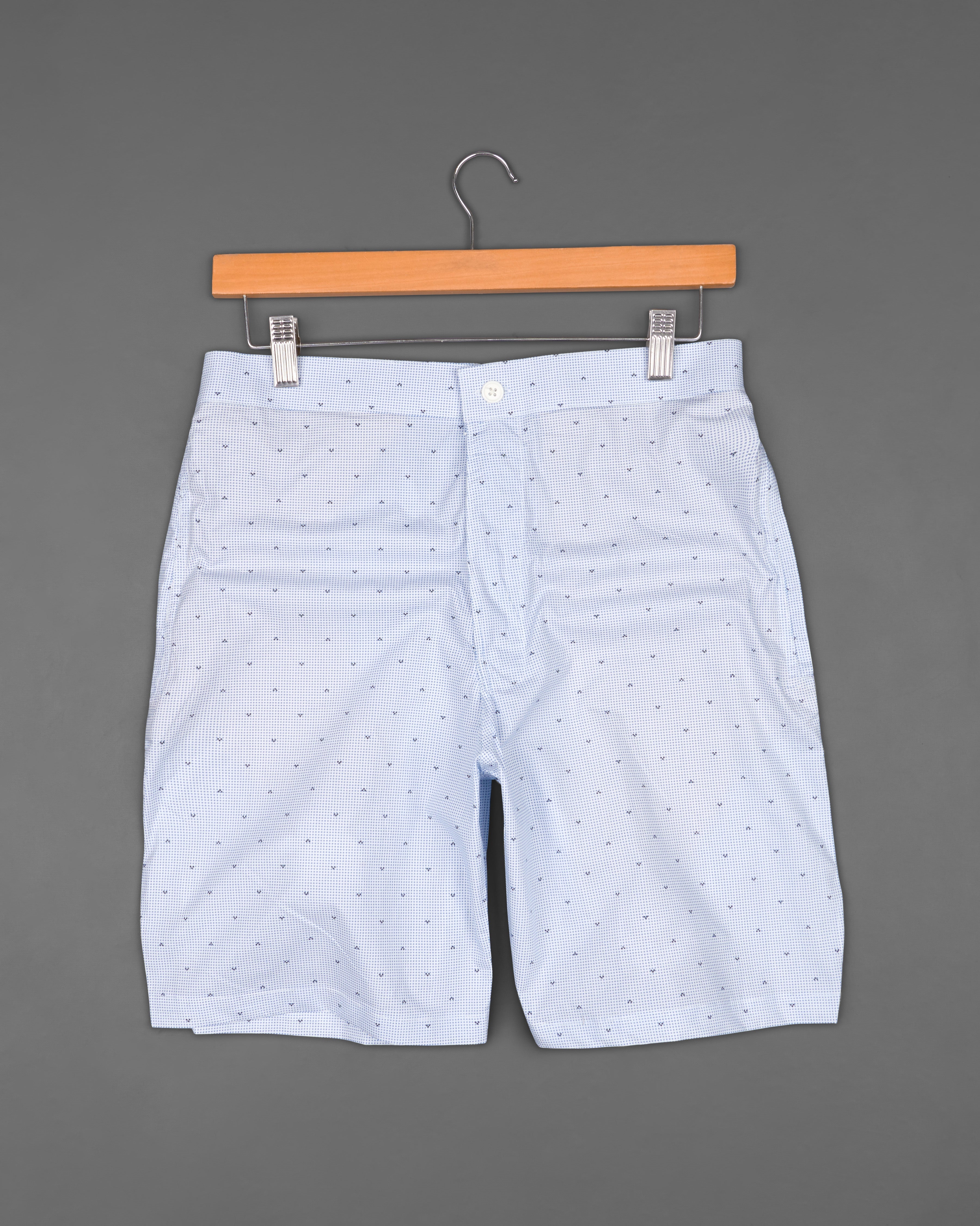 Danube Blue and White Printed Premium Cotton Shorts SR199-28, SR199-30, SR199-32, SR199-34, SR199-36, SR199-38, SR199-40, SR199-42, SR199-44