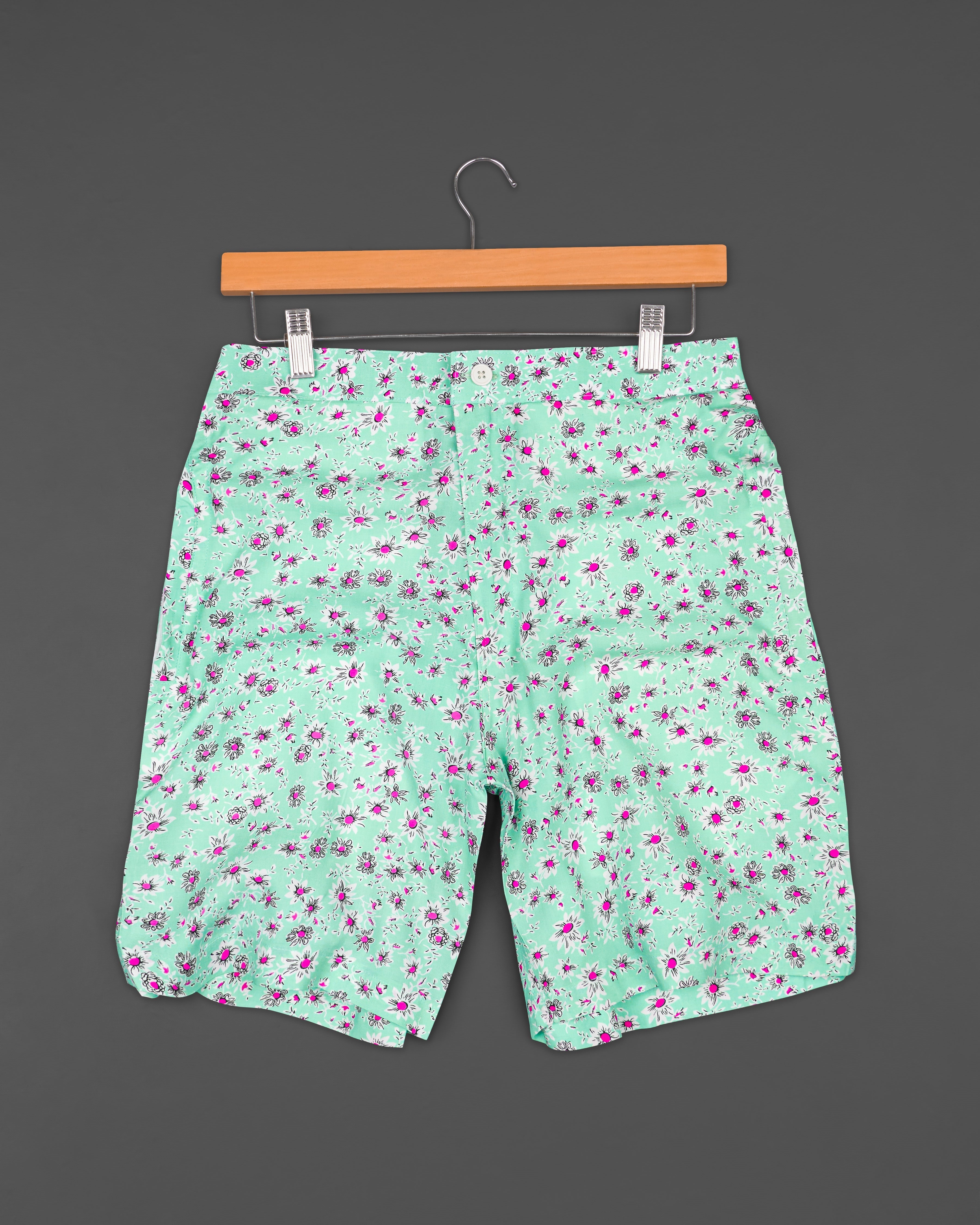 Chinook Green Ditsy Printed Premium Cotton Shorts SR203-28, SR203-30, SR203-32, SR203-34, SR203-36, SR203-38, SR203-40, SR203-42, SR203-44