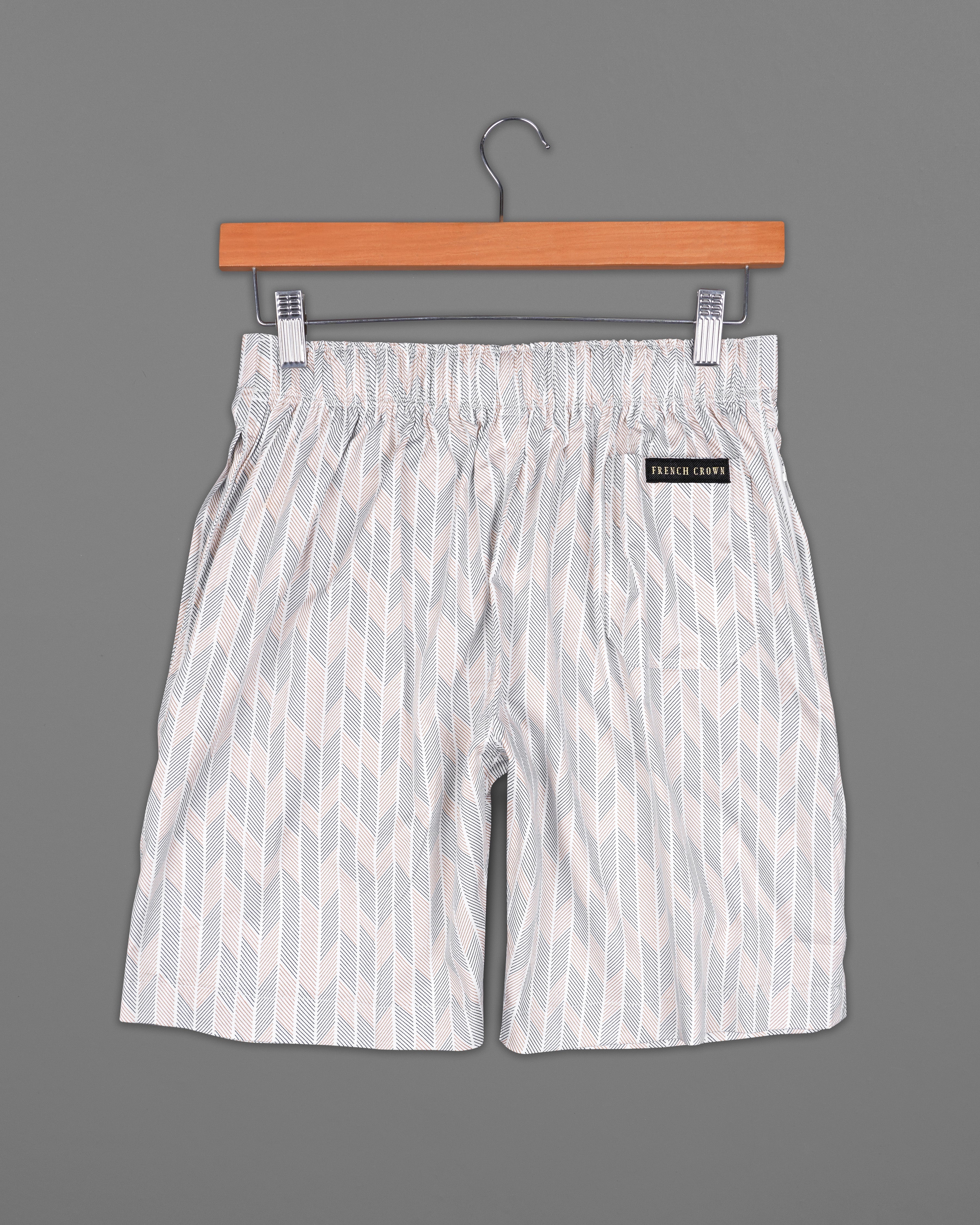 Chestnut Peach with Flint Gray Striped Super Soft Premium Cotton Shorts SR205-28, SR205-30, SR205-32, SR205-34, SR205-36, SR205-38, SR205-40, SR205-42, SR205-44