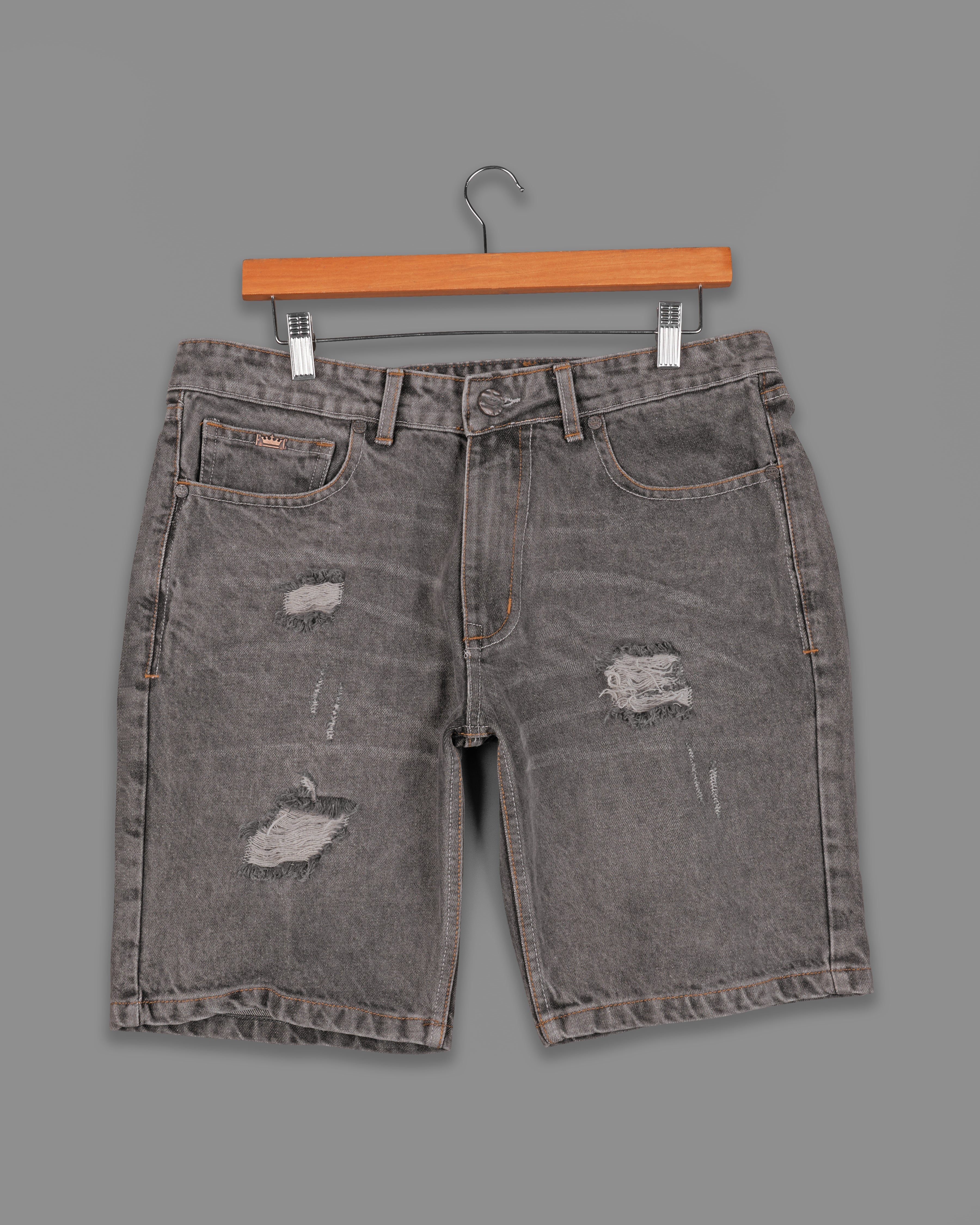 Emperor Gray Mildly Distressed Stone Wash Denim Shorts SR217-28, SR217-30, SR217-32, SR217-34, SR217-36, SR217-38, SR217-40, SR217-42, SR217-44