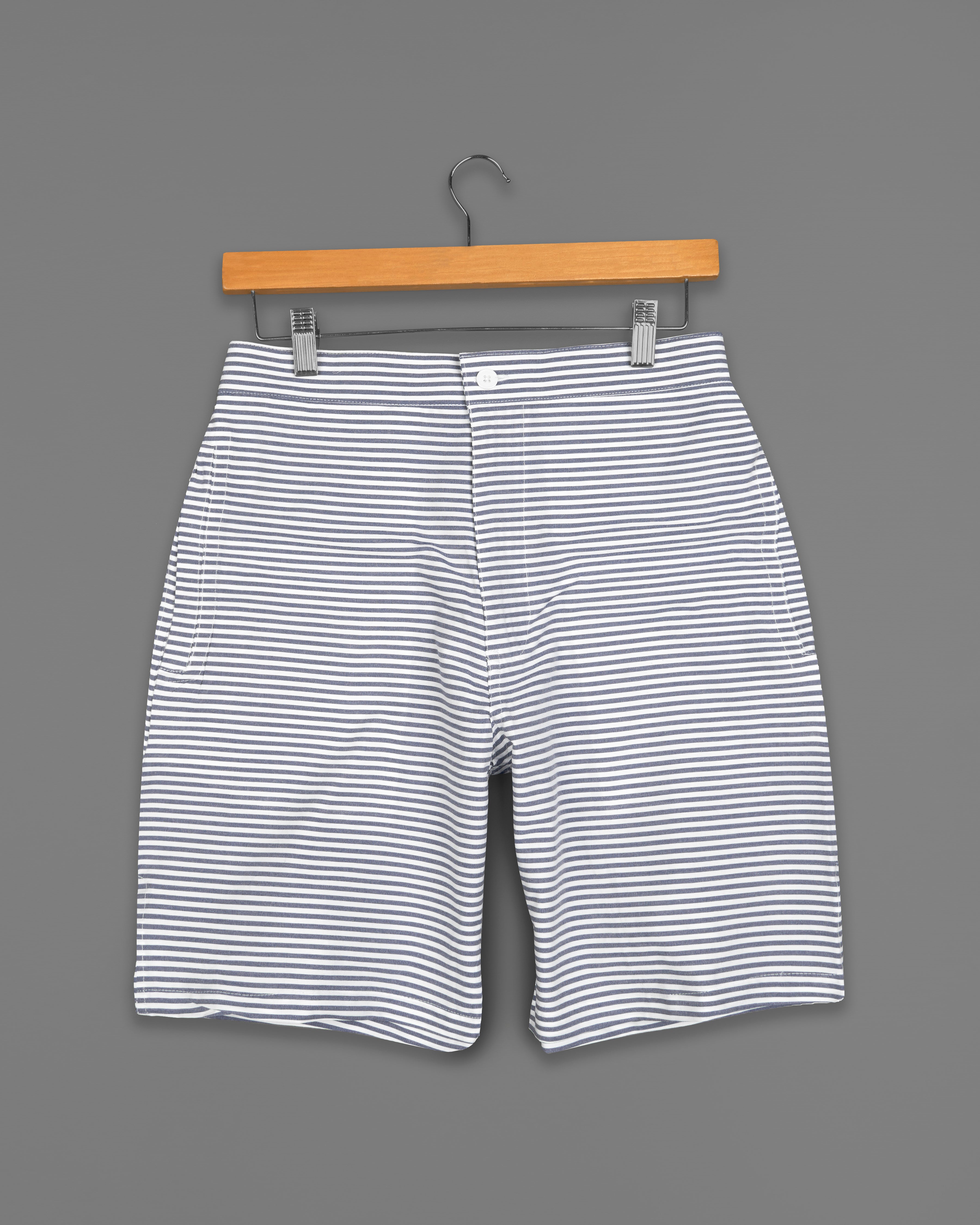 Bright White and Raven Gray Striped Premium Cotton Shorts SR232-28, SR232-30, SR232-32, SR232-34, SR232-36, SR232-38, SR232-40, SR232-42, SR232-44