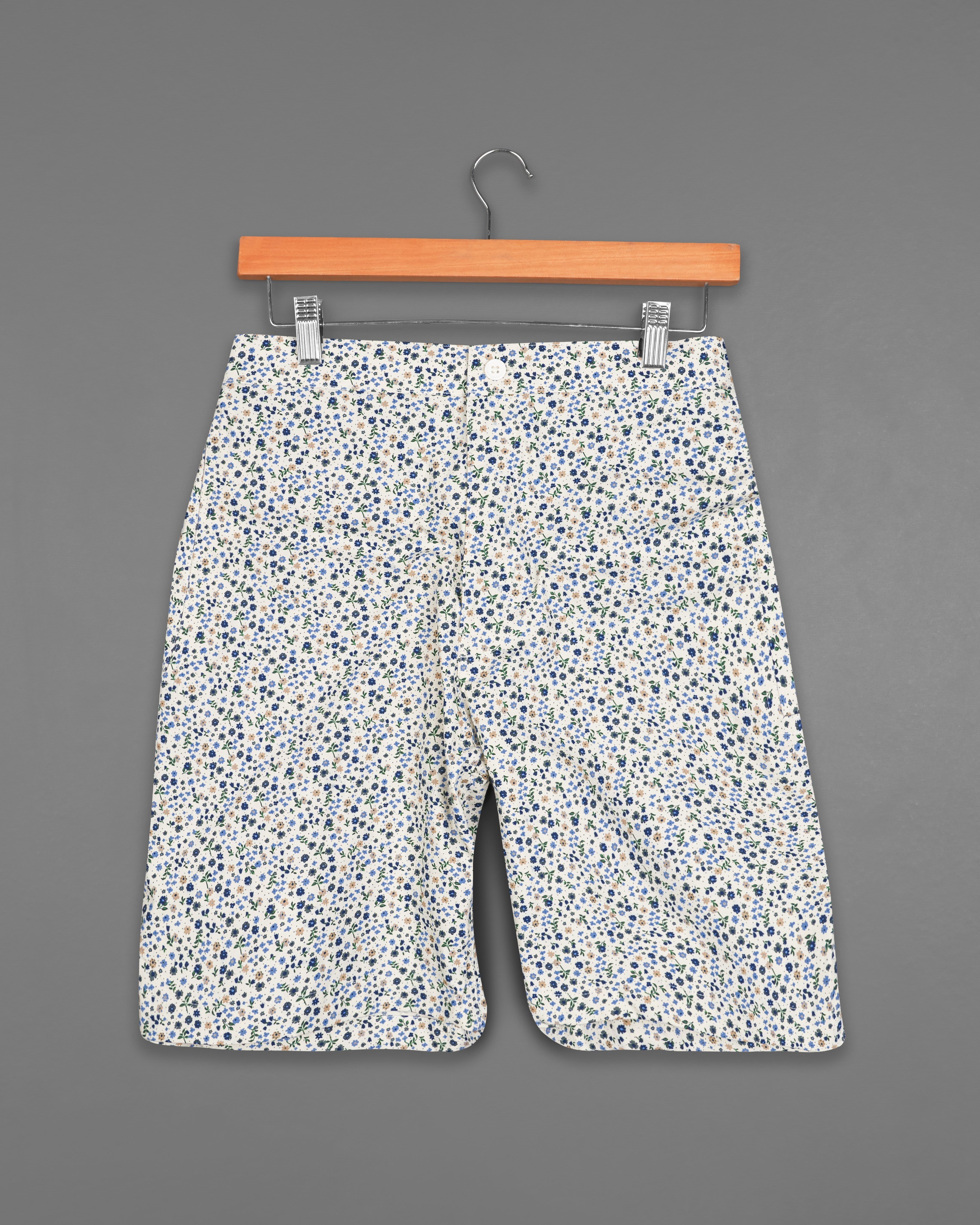 Cararra Cream Multicoloured Ditsy Printed Premium Cotton Shorts SR237-28, SR237-30, SR237-32, SR237-34, SR237-36, SR237-38, SR237-40, SR237-42, SR237-44