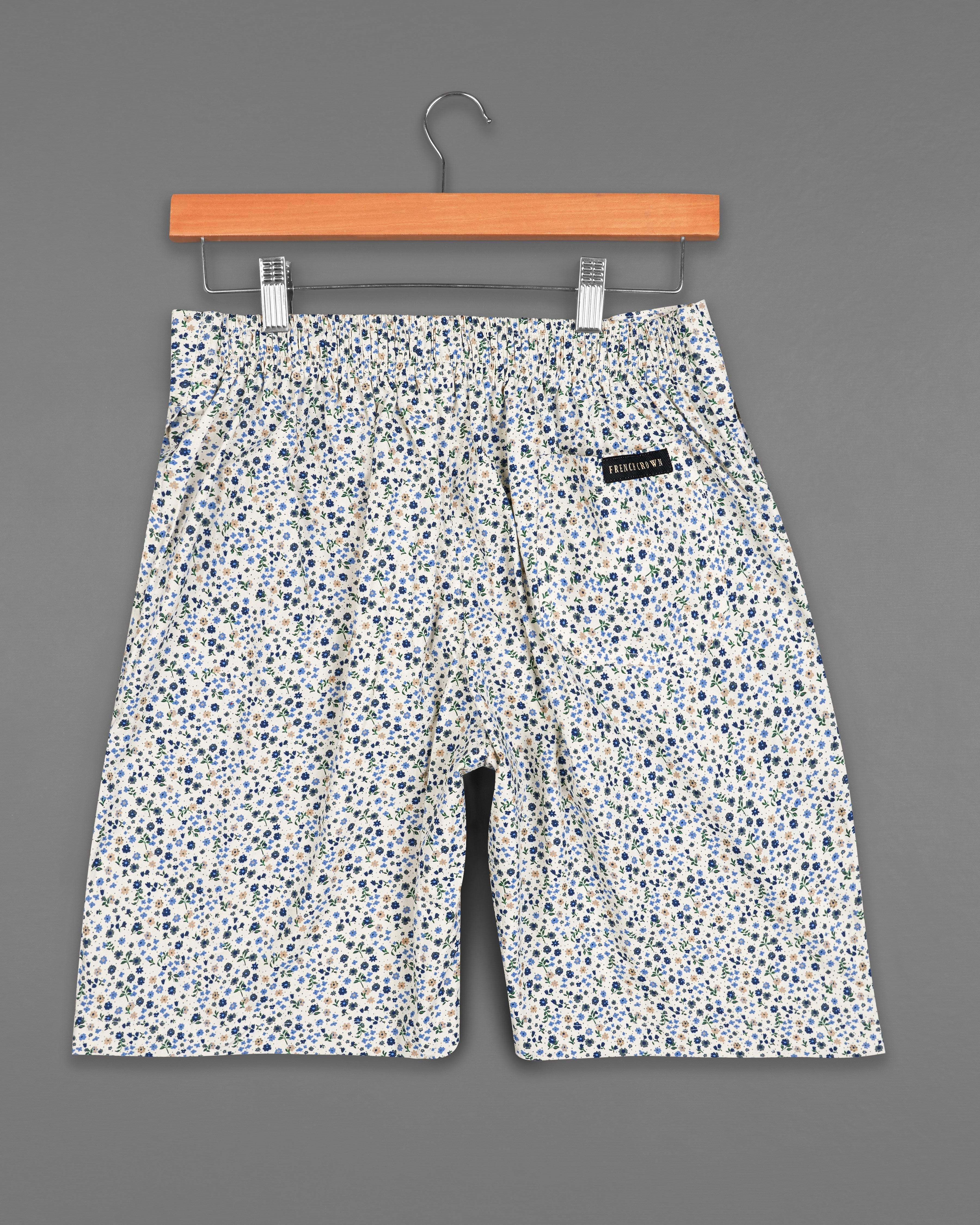 Cararra Cream Multicoloured Ditsy Printed Premium Cotton Shorts SR237-28, SR237-30, SR237-32, SR237-34, SR237-36, SR237-38, SR237-40, SR237-42, SR237-44