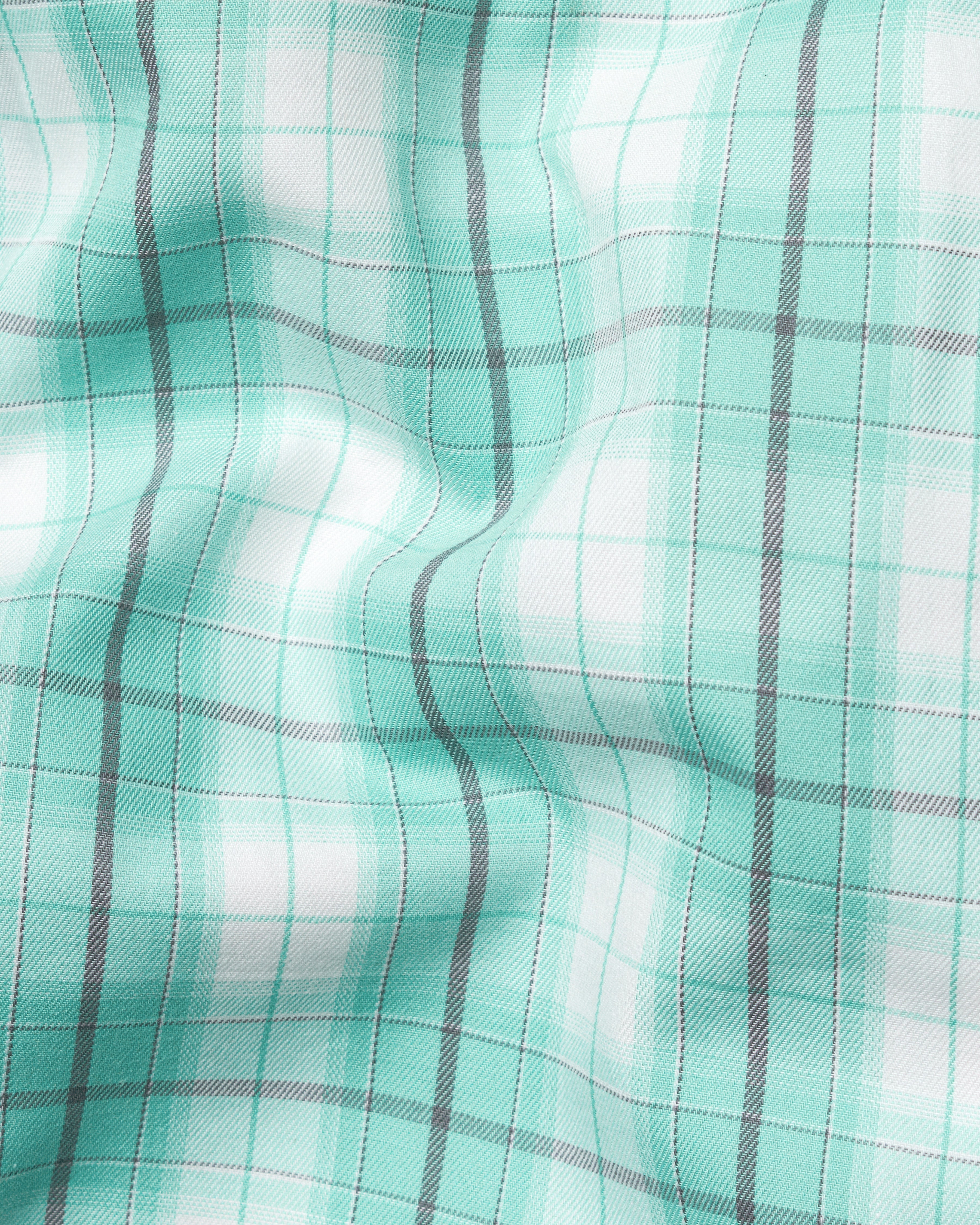 Glacier Aqua Green and White Twill Windowpane Premium Cotton Short,SR238-28, SR238-30, SR238-32, SR238-34, SR238-36, SR238-38, SR238-40, SR238-42, SR238-44