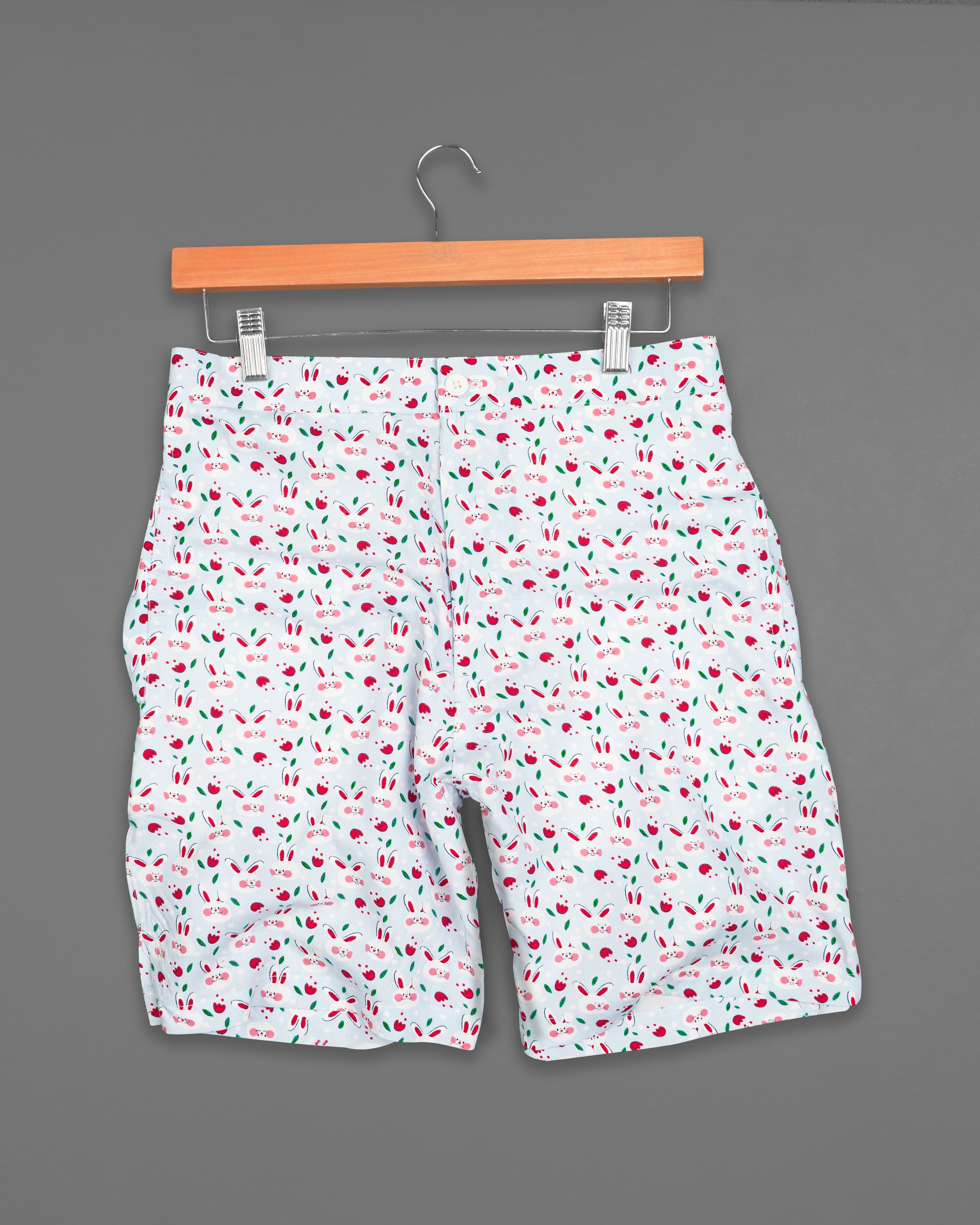 Metallic Gray with Multicolour Rabbit Printed Premium Cotton Shorts SR243-28, SR243-30, SR243-32, SR243-34, SR243-36, SR243-38, SR243-40, SR243-42, SR243-44