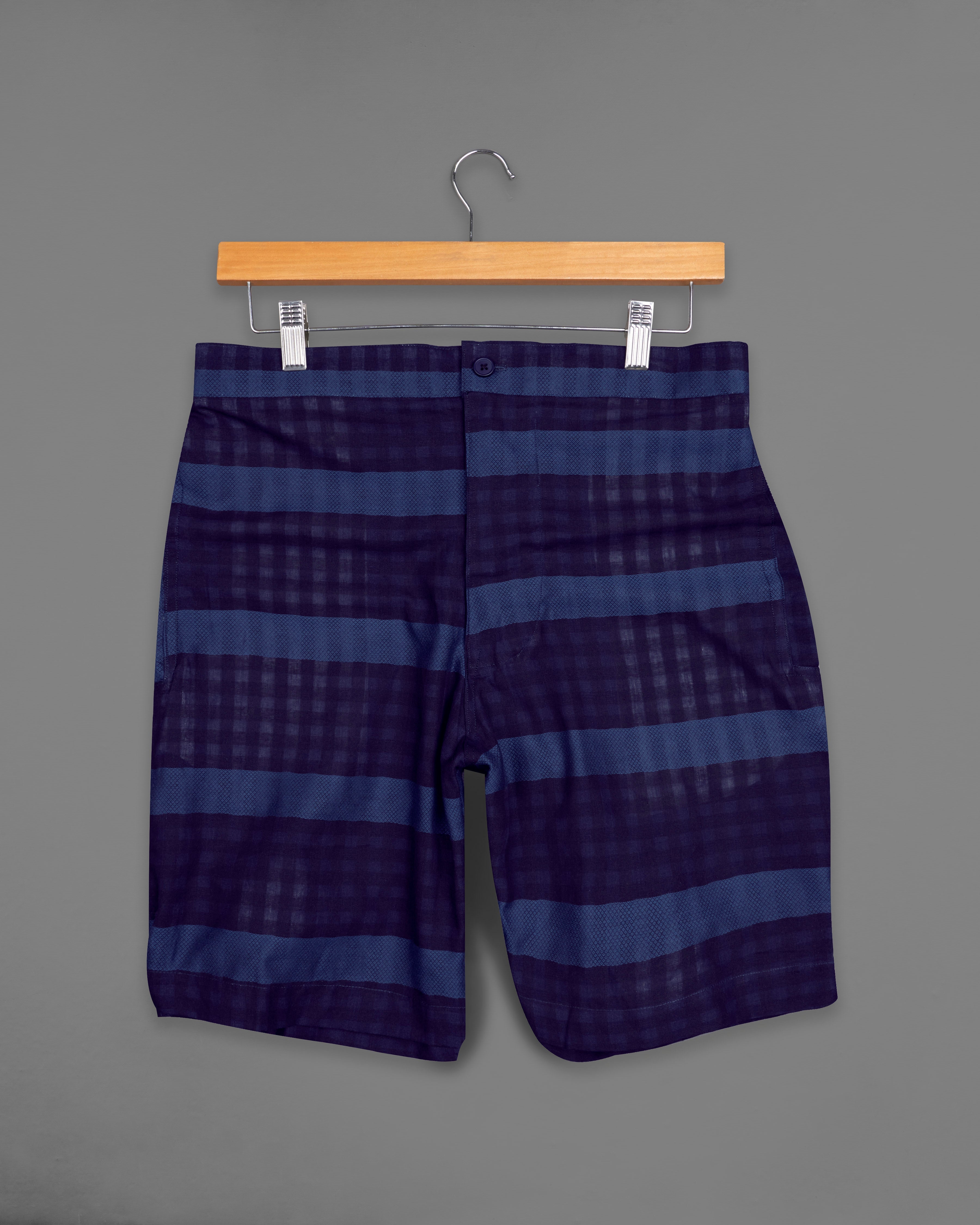 Mirage Navy Blue and Rhino Blue Striped Dobby Shorts SR246-28, SR246-30, SR246-32, SR246-34, SR246-36, SR246-38, SR246-40, SR246-42, SR246-44