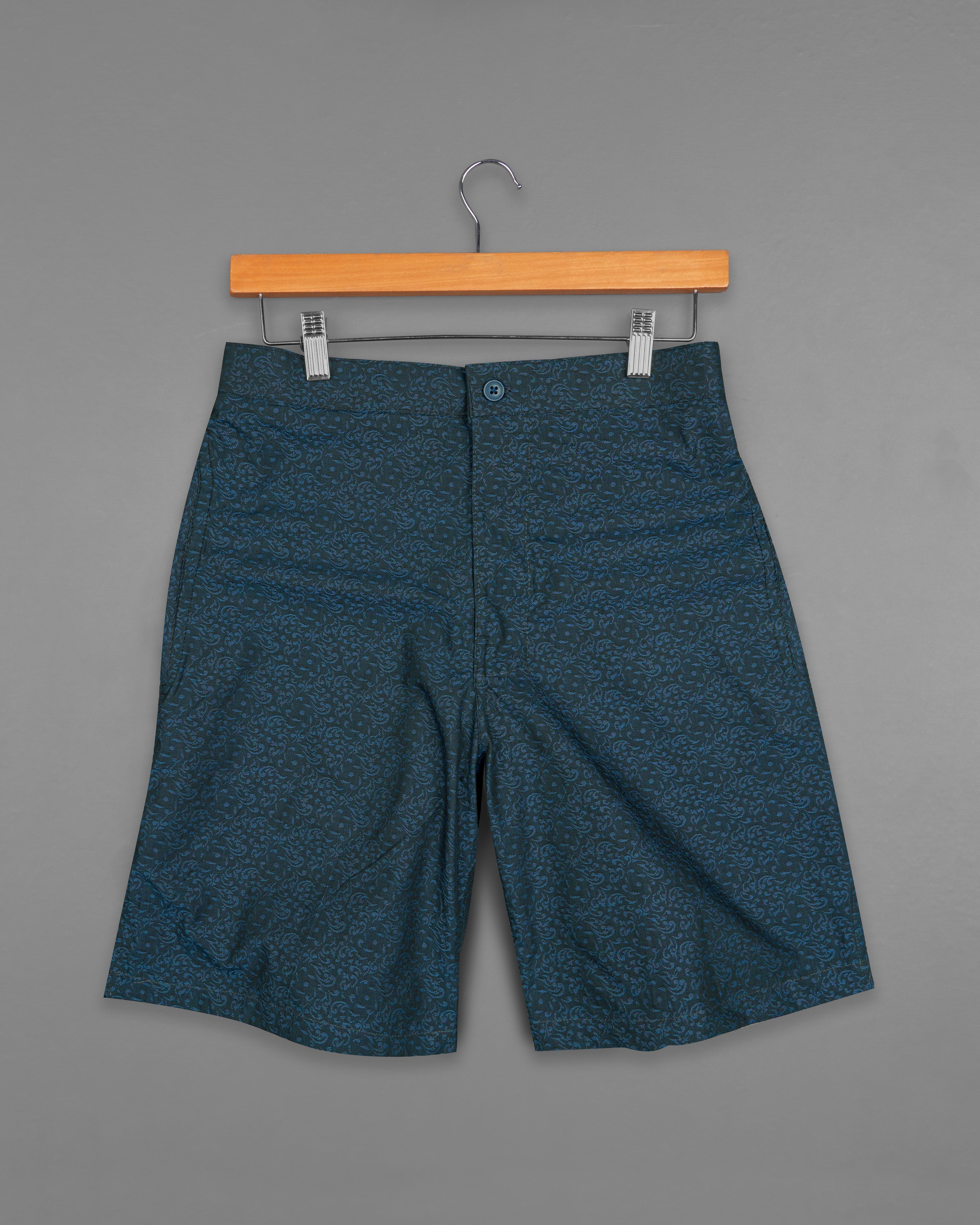 Pickled Blue and Black Jacquard Textured Giza Cotton Shorts SR250-28, SR250-30, SR250-32, SR250-34, SR250-36, SR250-38, SR250-40, SR250-42, SR250-44