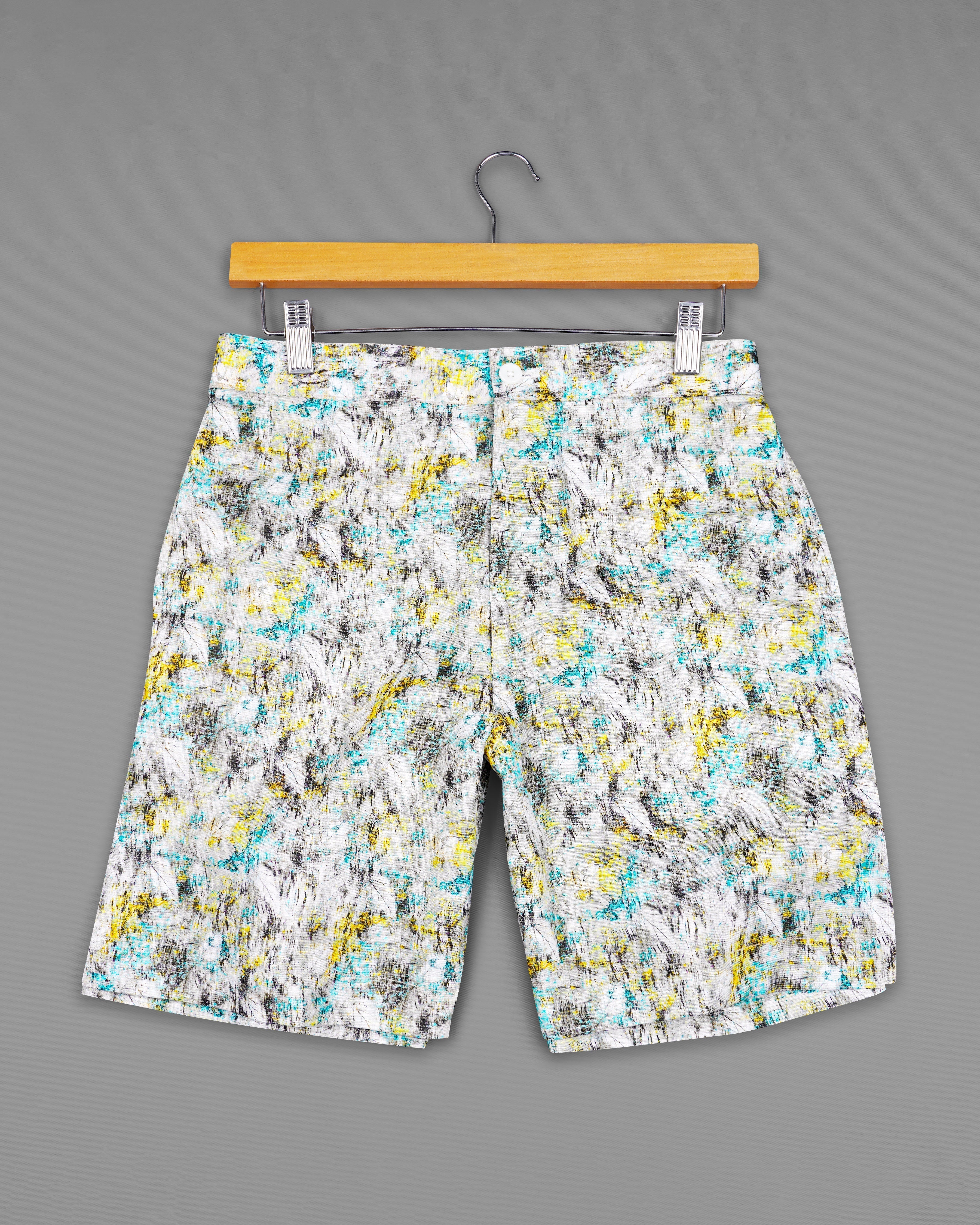 Bright White with Eagle Gray Multicolour Printed Super Soft Premium Cotton Shorts SR258-28, SR258-30, SR258-32, SR258-34, SR258-36, SR258-38, SR258-40, SR258-42, SR258-44