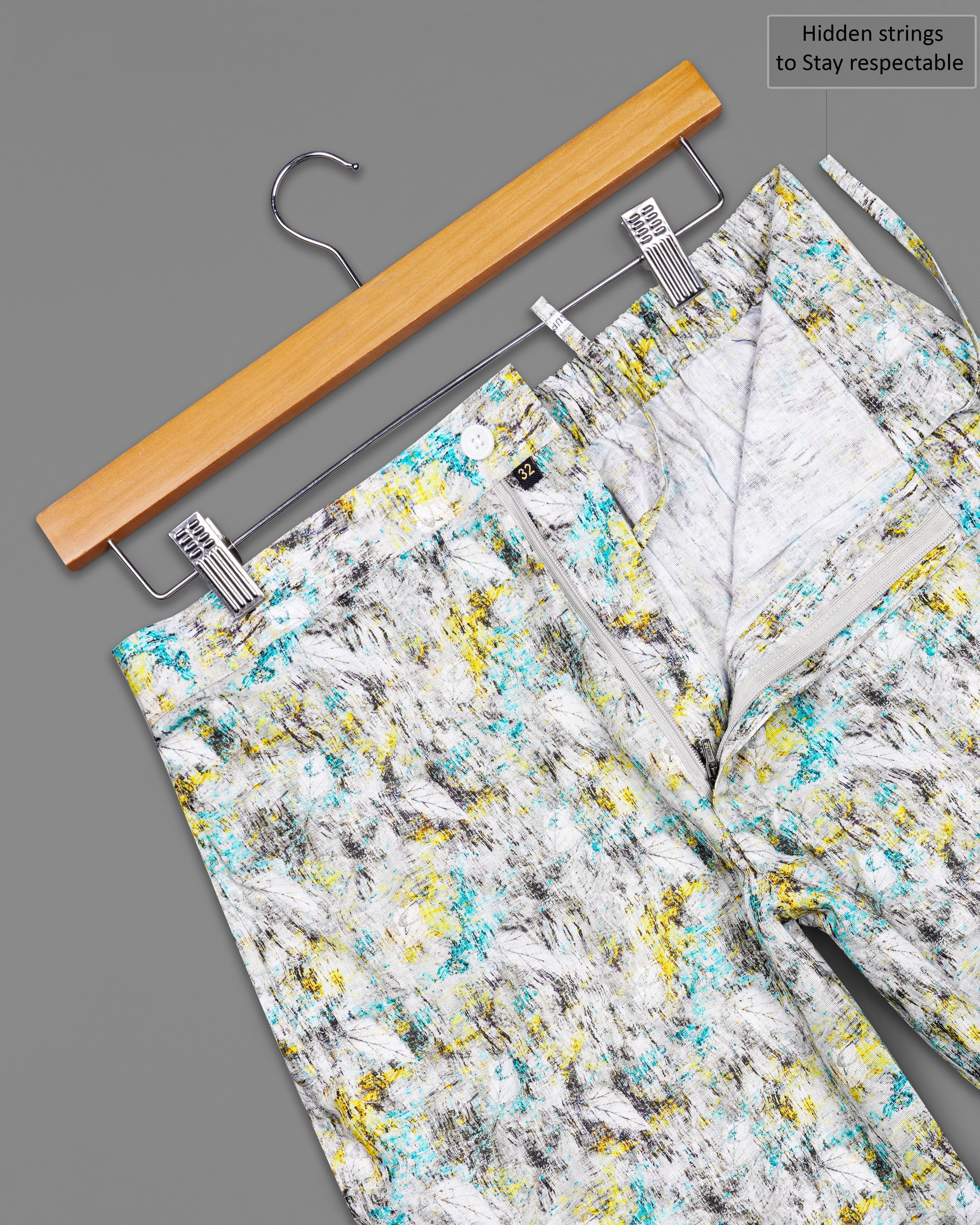 Bright White with Eagle Gray Multicolour Printed Super Soft Premium Cotton Shorts SR258-28, SR258-30, SR258-32, SR258-34, SR258-36, SR258-38, SR258-40, SR258-42, SR258-44