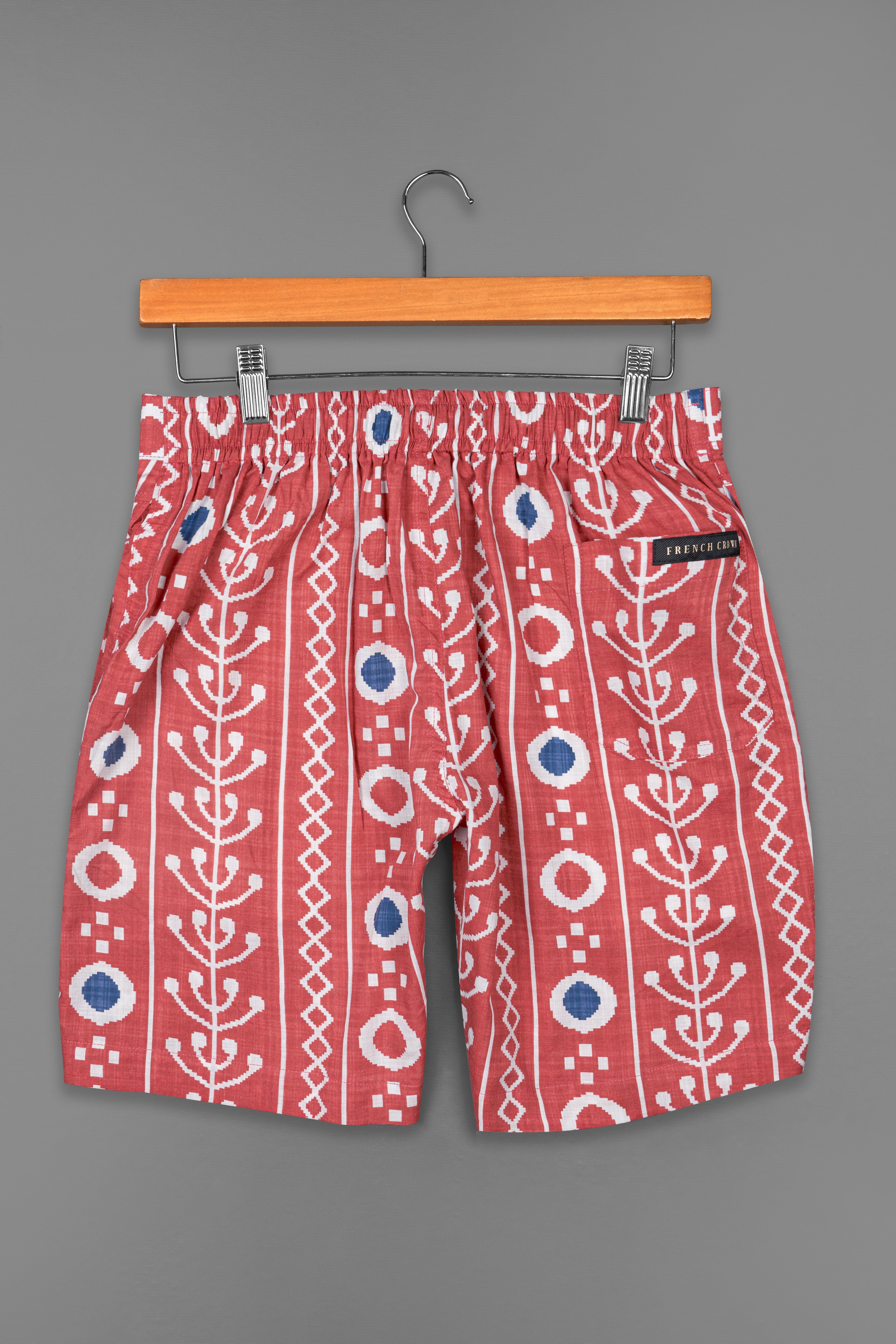 Chestnut Peach Ikat Printed Light Weight Premium Cotton Shorts SR267-28, SR267-30, SR267-32, SR267-34, SR267-36, SR267-38, SR267-40, SR267-42, SR267-44