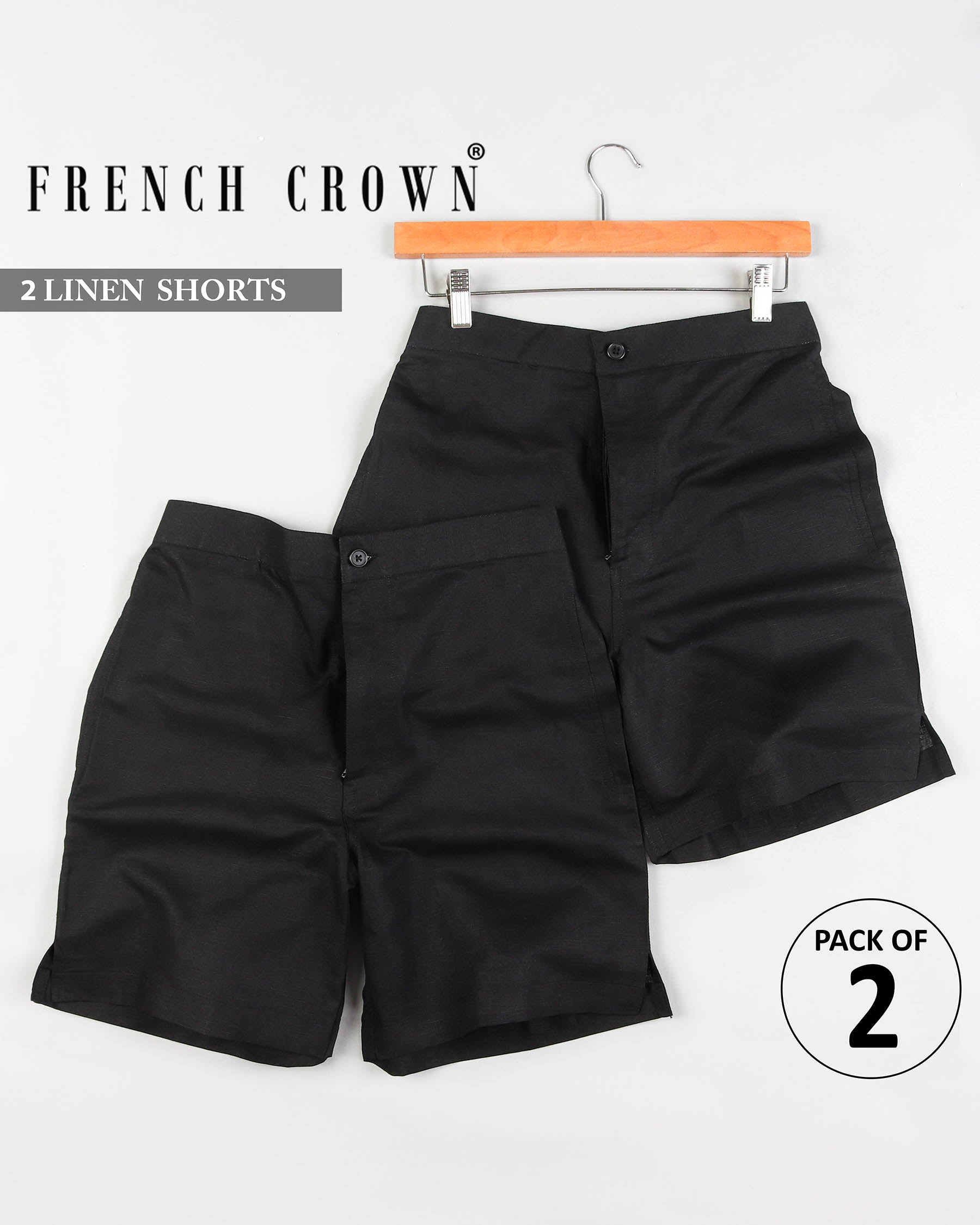 Two Jade Black Premium Linen Shorts SR08-30, SR08-32, SR08-34, SR08-36, SR08-44, SR08-40, SR08-42, SR08-28, SR08-38