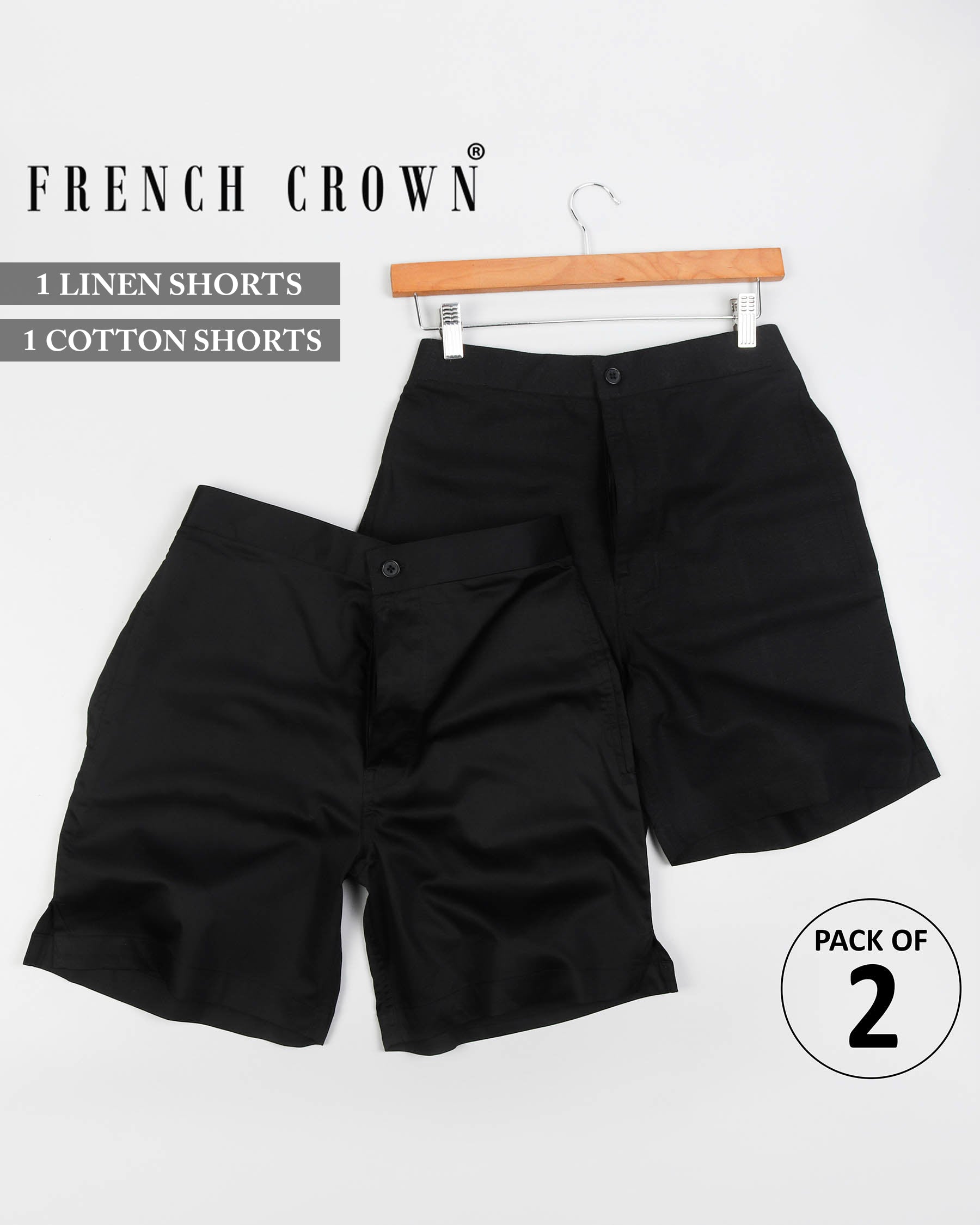 Jade Black Premium Linen and Premium Cotton Shorts SR10-28, SR10-30, SR10-32, SR10-34, SR10-36, SR10-38, SR10-40, SR10-42, SR10-44