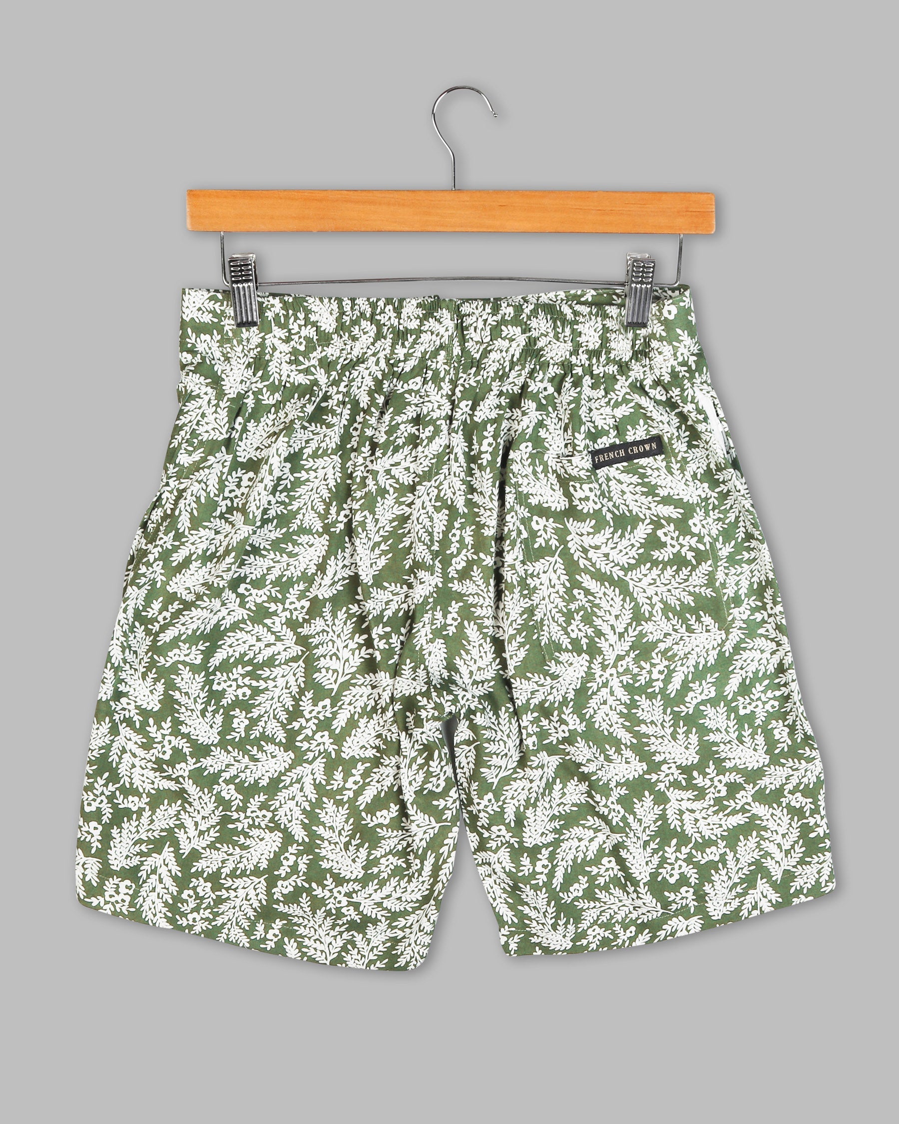 Axolotl & white leaves printed Premium Tencel Shorts SR87-28, SR87-30, SR87-32, SR87-34, SR87-36, SR87-38, SR87-40, SR87-42, SR87-44