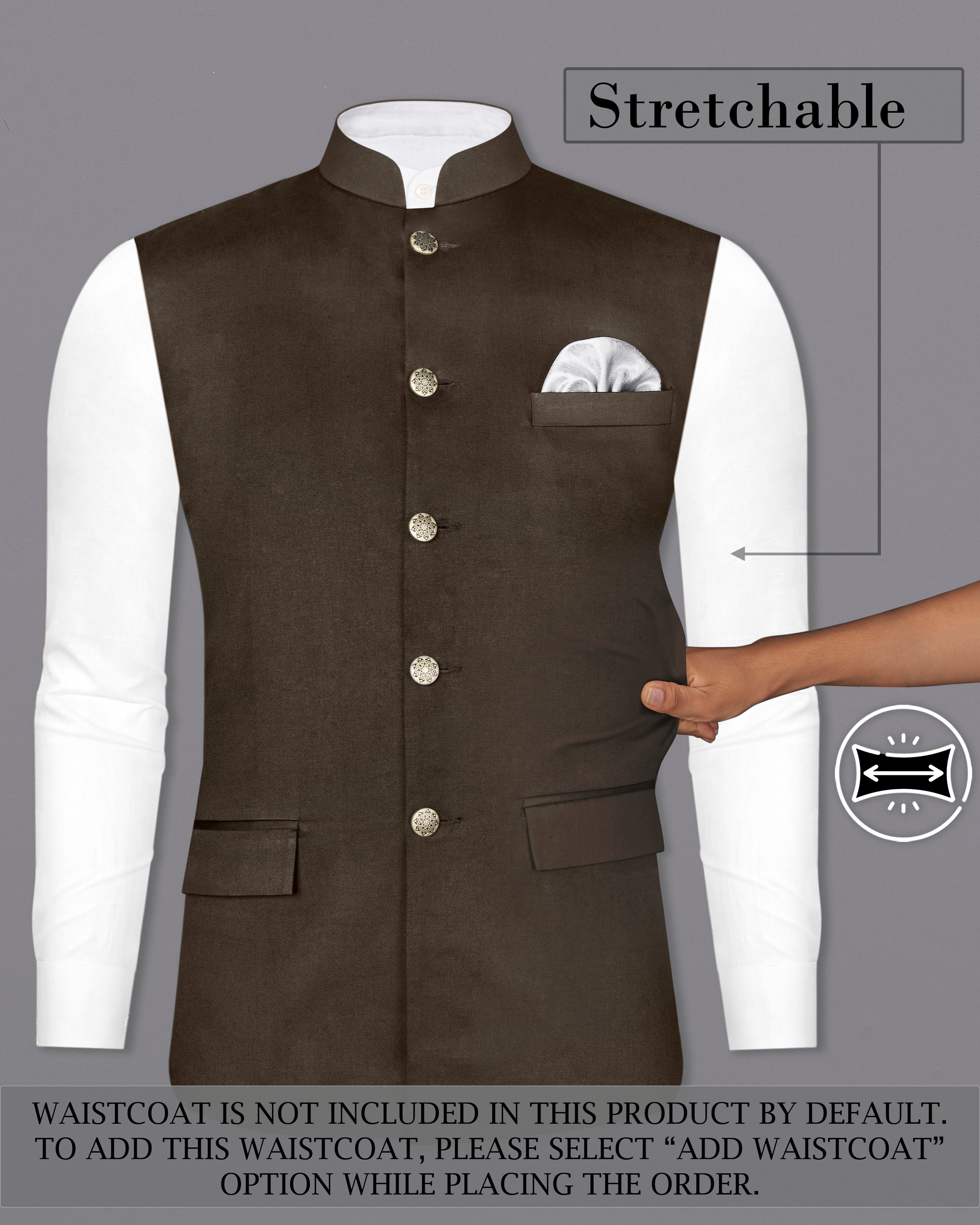 Walnut Brown Stretchable Premium Cotton Cross Placket Bandhgala traveler Suit ST2630-CBG-36, ST2630-CBG-38, ST2630-CBG-40, ST2630-CBG-42, ST2630-CBG-44, ST2630-CBG-46, ST2630-CBG-48, ST2630-CBG-50, ST2630-CBG-52, ST2630-CBG-54, ST2630-CBG-56, ST2630-CBG-58, ST2630-CBG-60