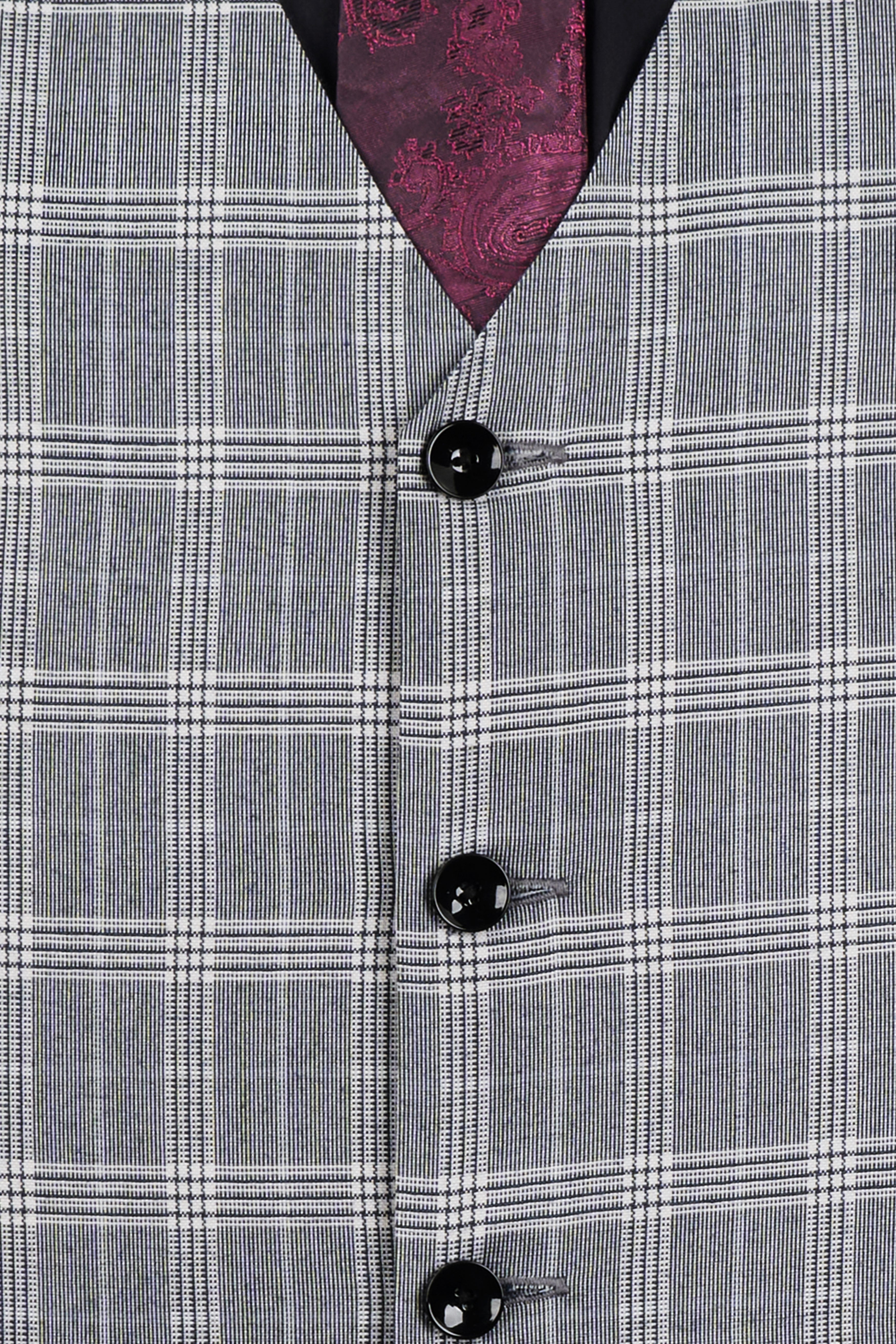 Monsoon Gray Plaid Double-Breasted Suit