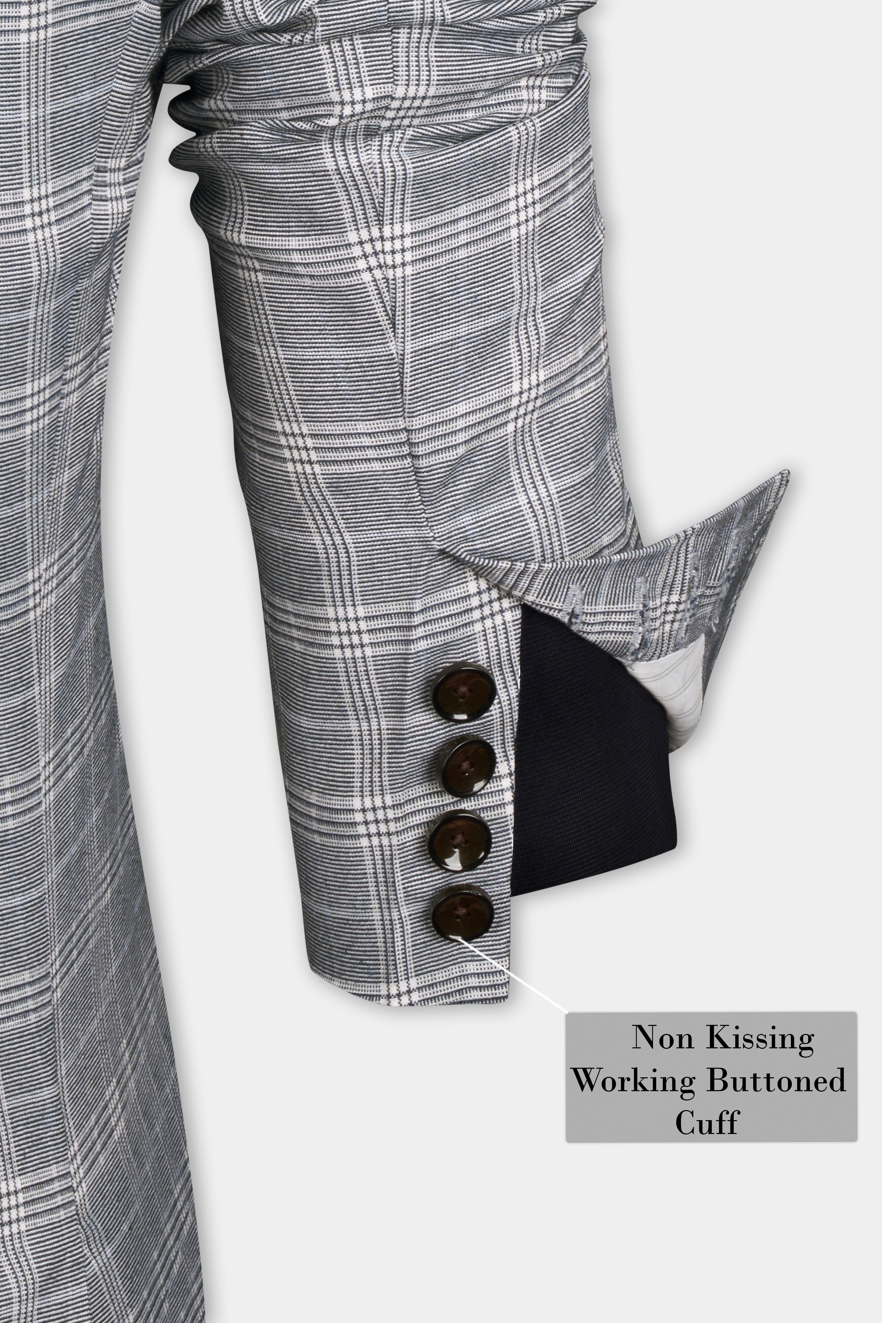 Monsoon Gray Plaid Double-Breasted Suit