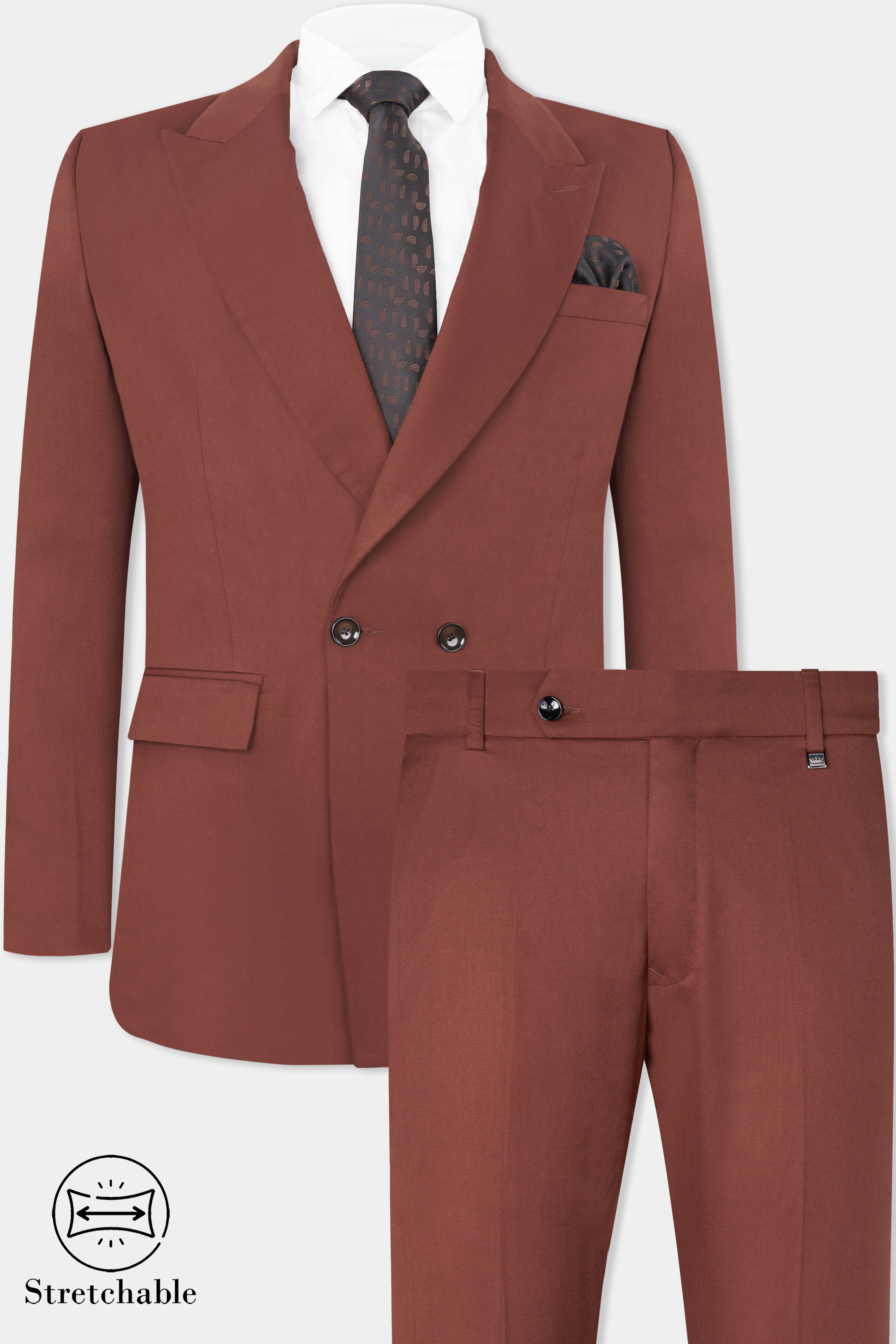 Ironstone Red Stretchable Double-Breasted traveler Suit