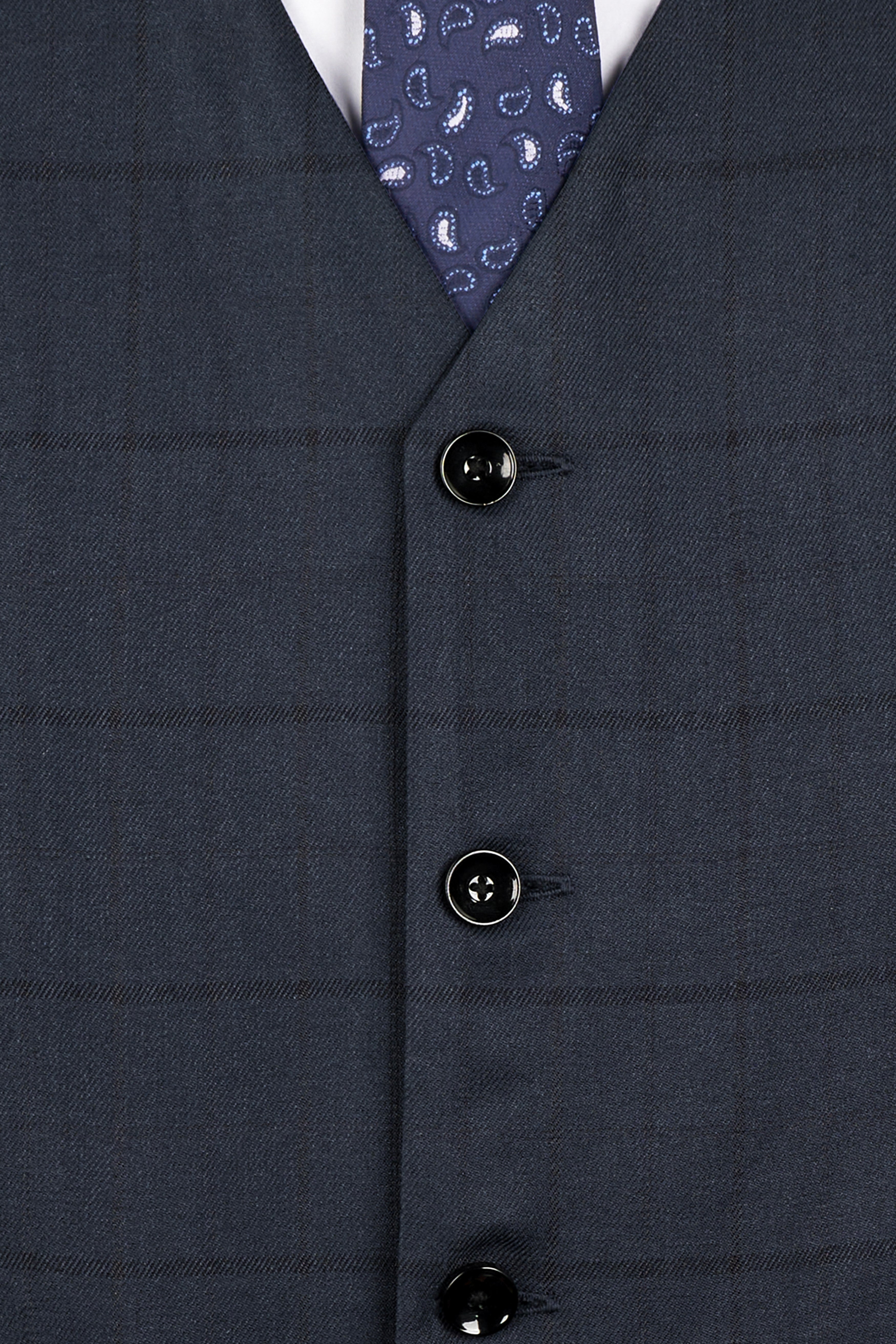 Shark Blue Subtle Windowpane Double Breasted Suit