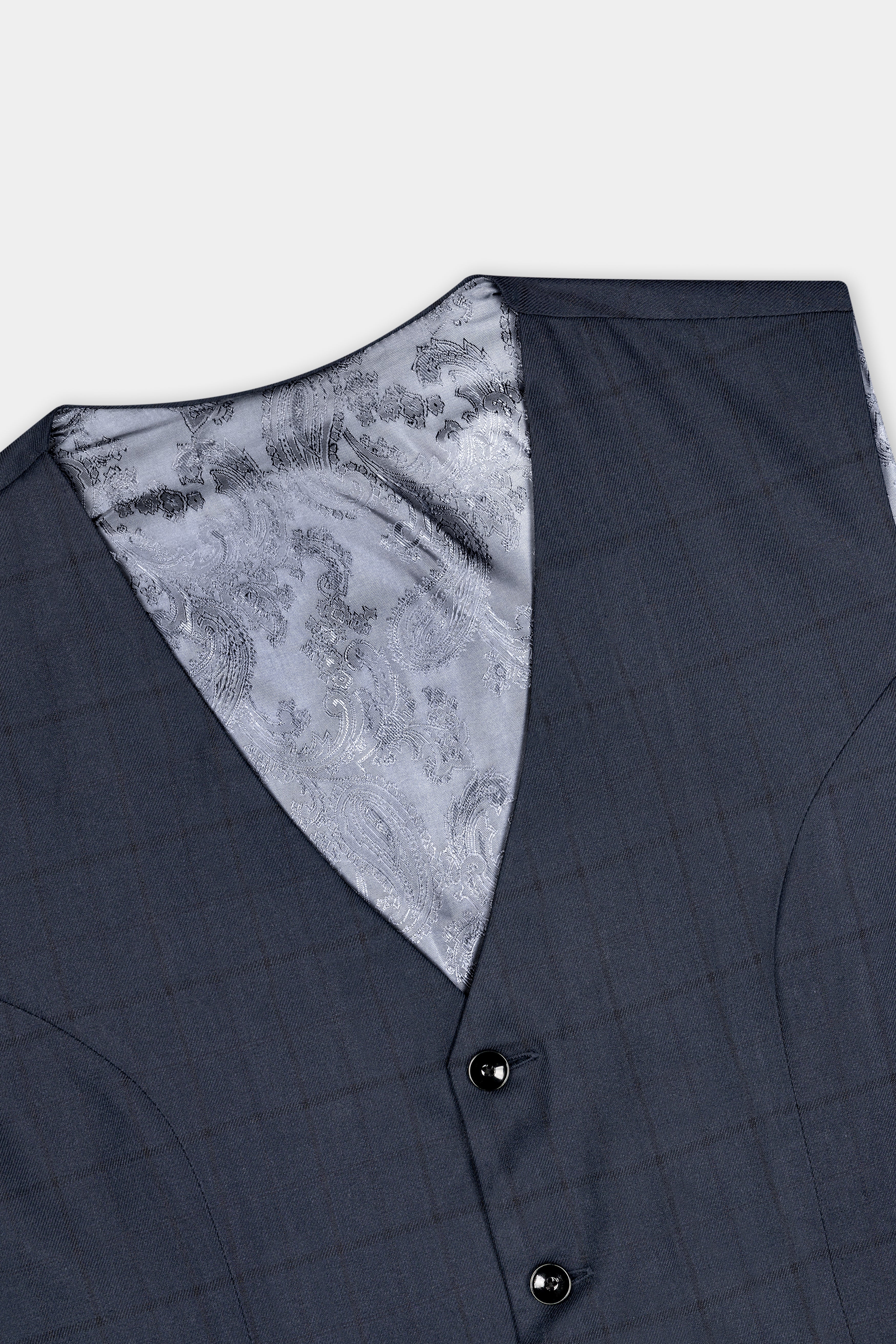 Shark Blue Subtle Windowpane Double Breasted Suit