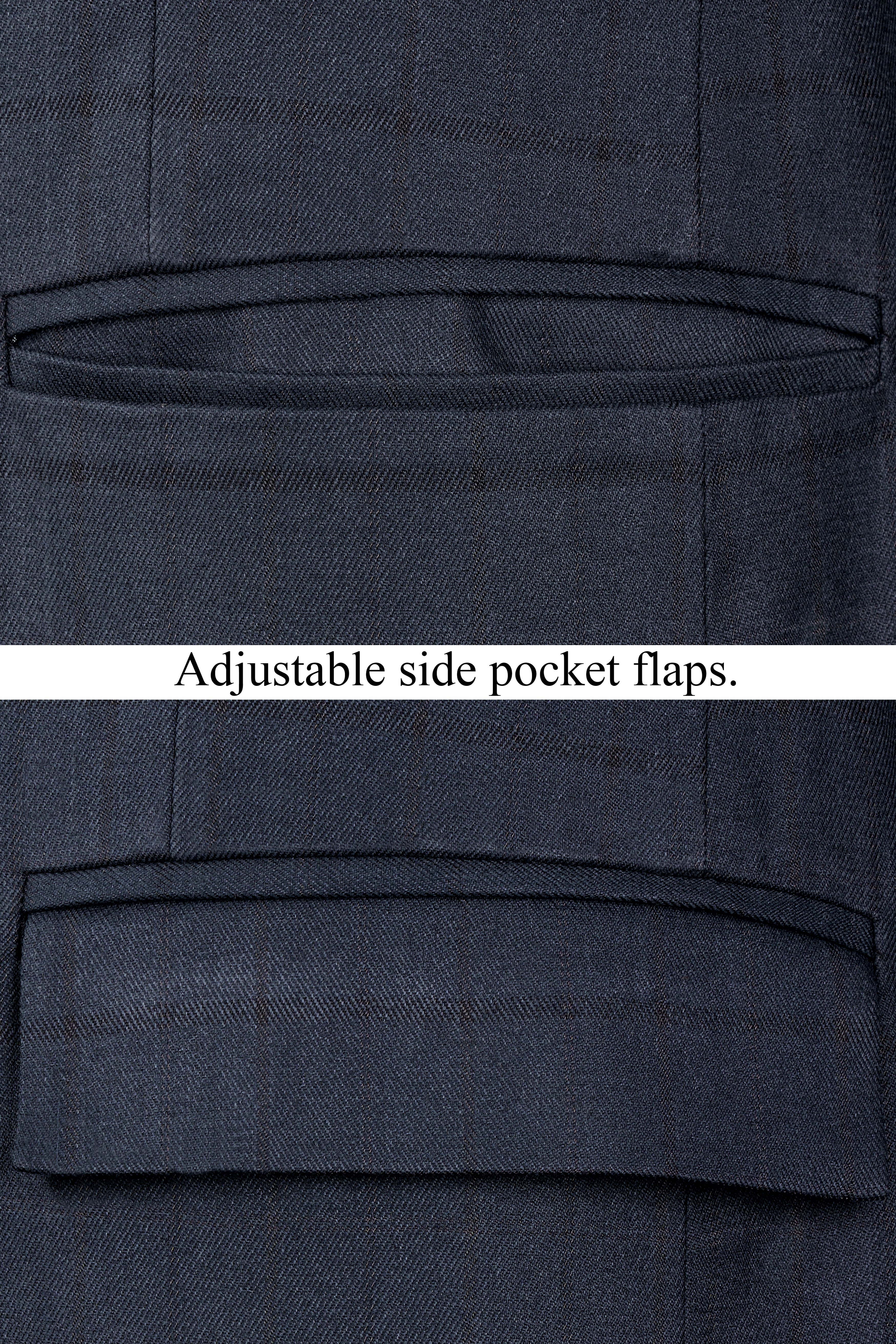 Shark Blue Subtle Windowpane Double Breasted Suit