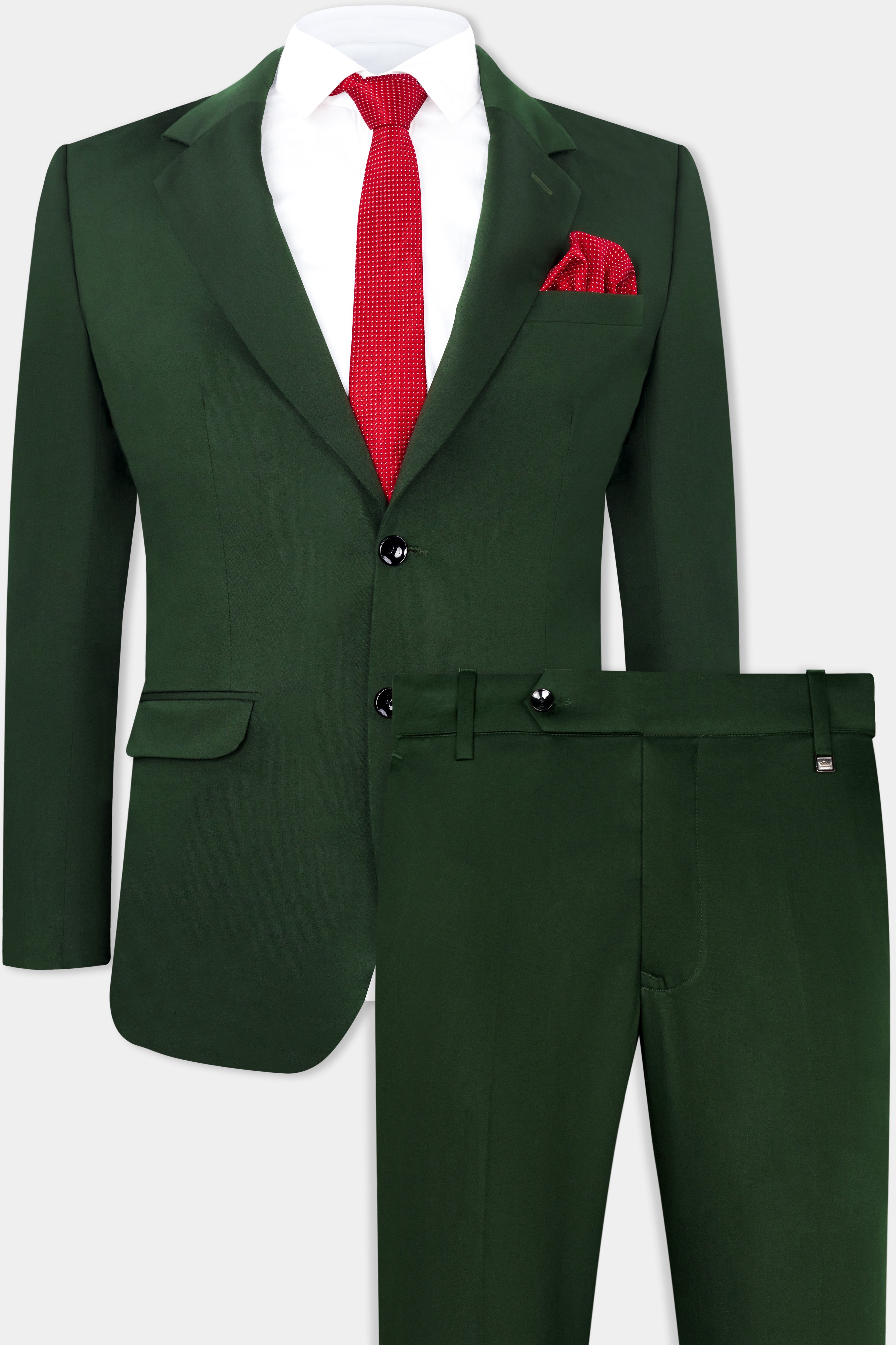 Myrtle Green Wool Rich Single Breasted Stretchable traveler Suit