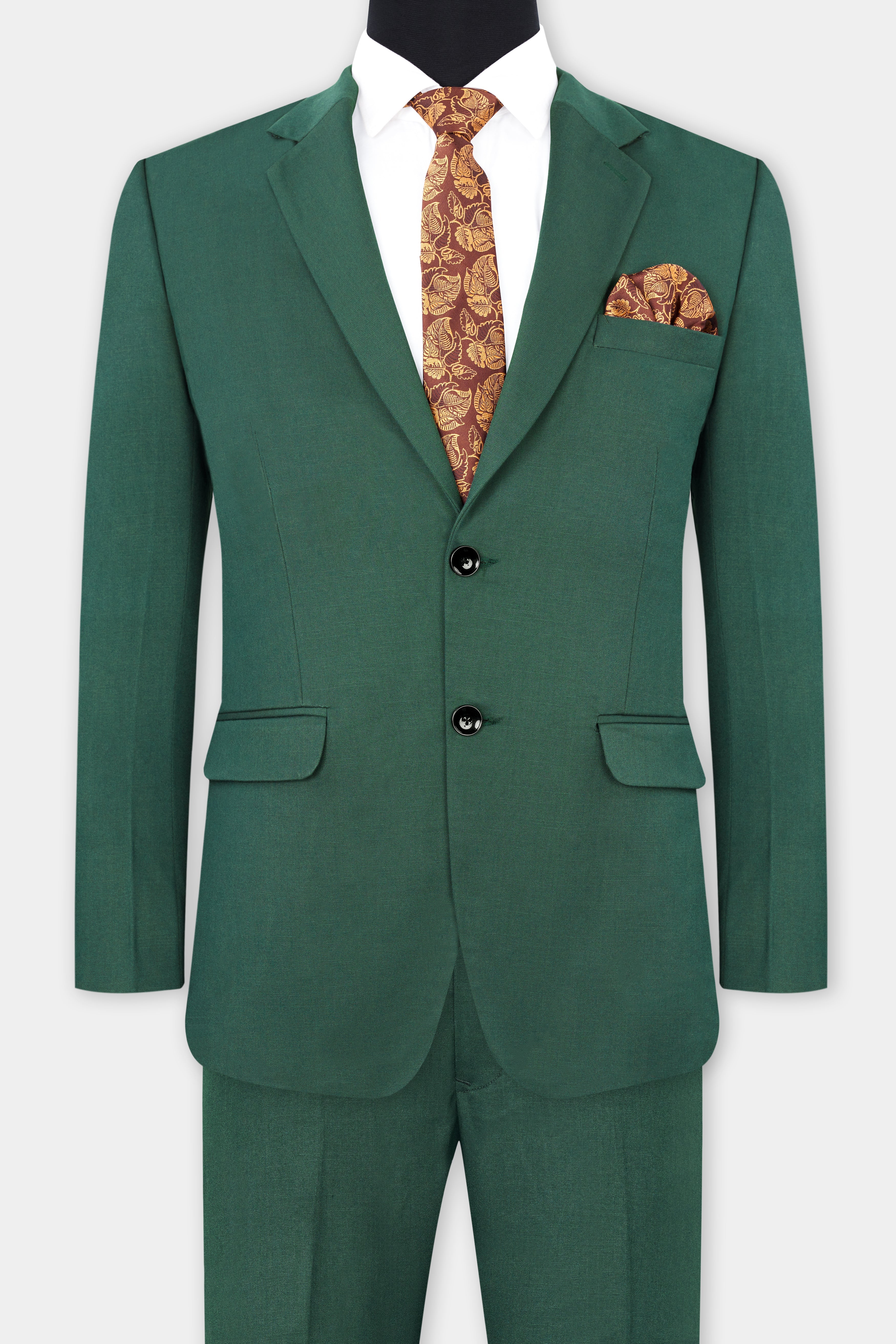 Everglade Green Wool Rich Single Breasted Stretchable traveler Suit