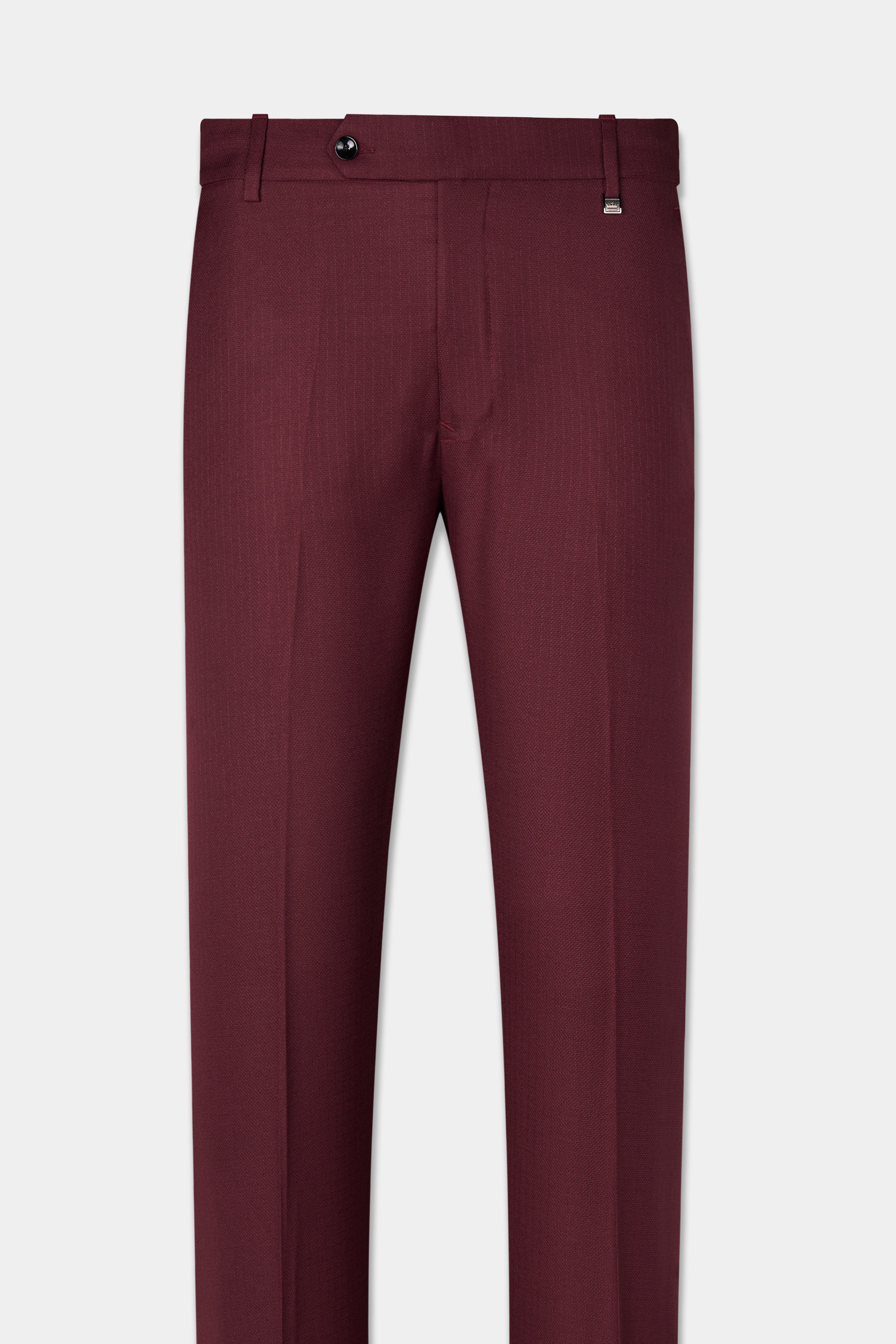 Maroon Dobby Textured Cross Placket Bandhgala Suit