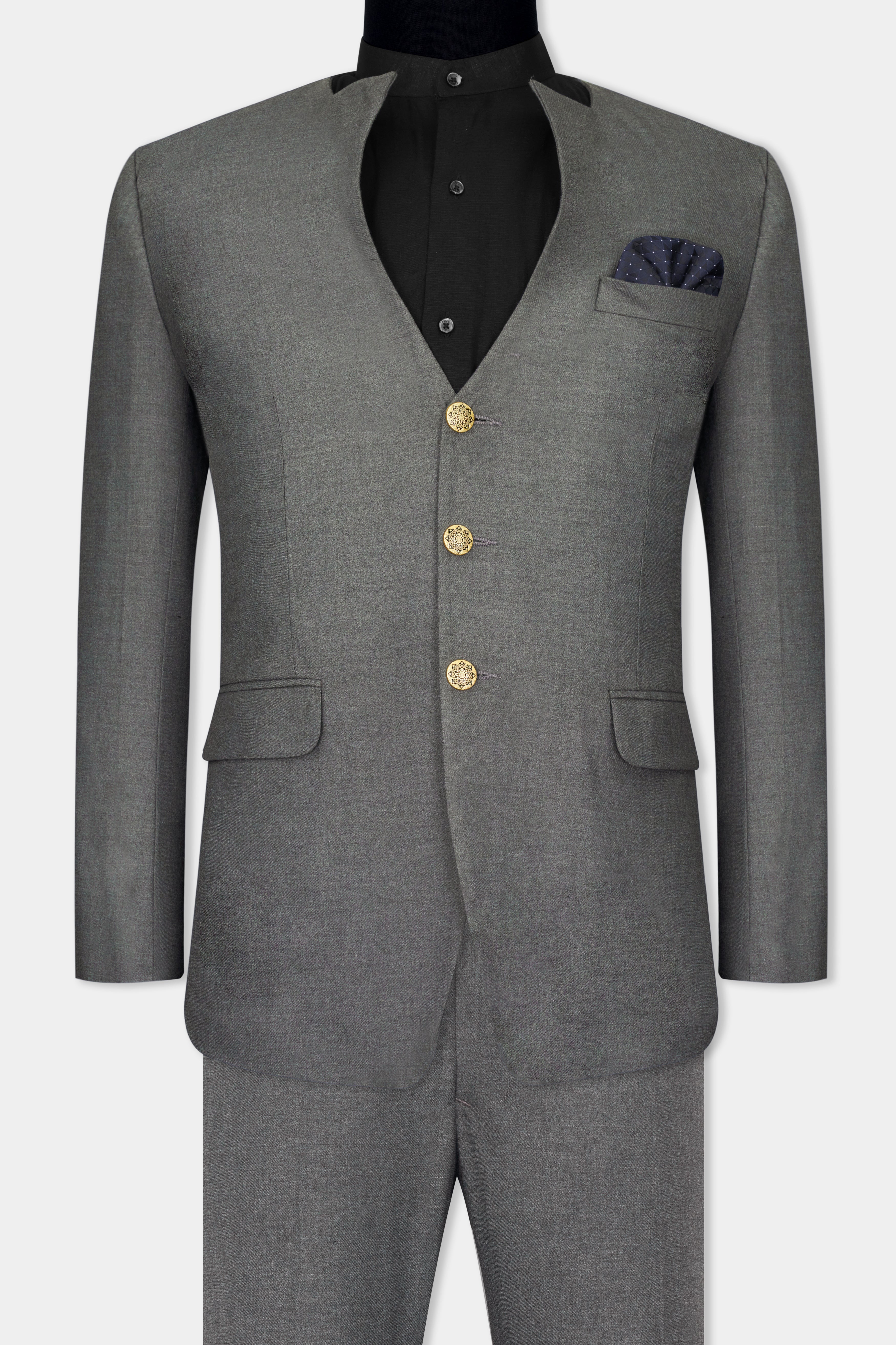 Fuscous Gray Wool Rich Single Breasted Designer Suit ST2742-D31-36,ST2742-D31-38,ST2742-D31-40,ST2742-D31-42,ST2742-D31-44,ST2742-D31-46,ST2742-D31-48,ST2742-D31-50,ST2742-D31-52,ST2742-D31-54,ST2742-D31-56,ST2742-D31-58,ST2742-D31-60