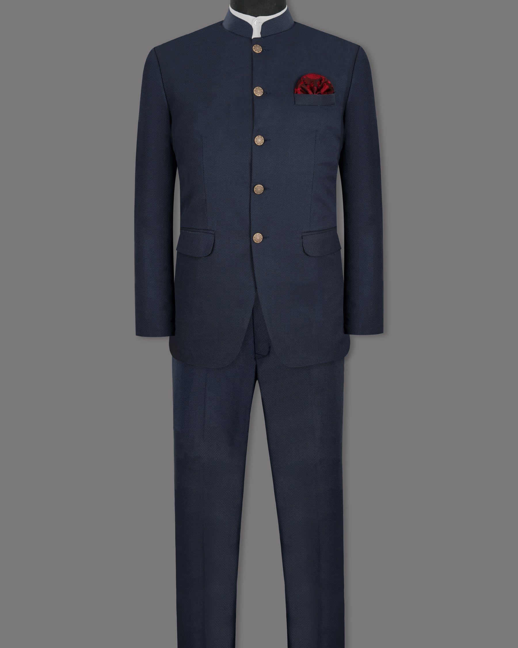 Royal Blue Wool Rich Bandhgala/Mandarin Suit